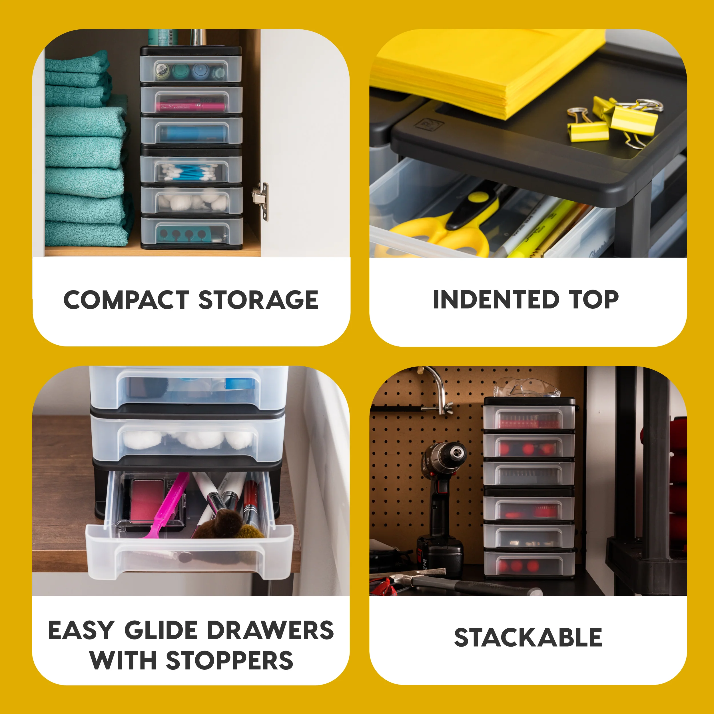 Compact Desktop Organizer Small - 3 Drawer 4 Pack - Image 4