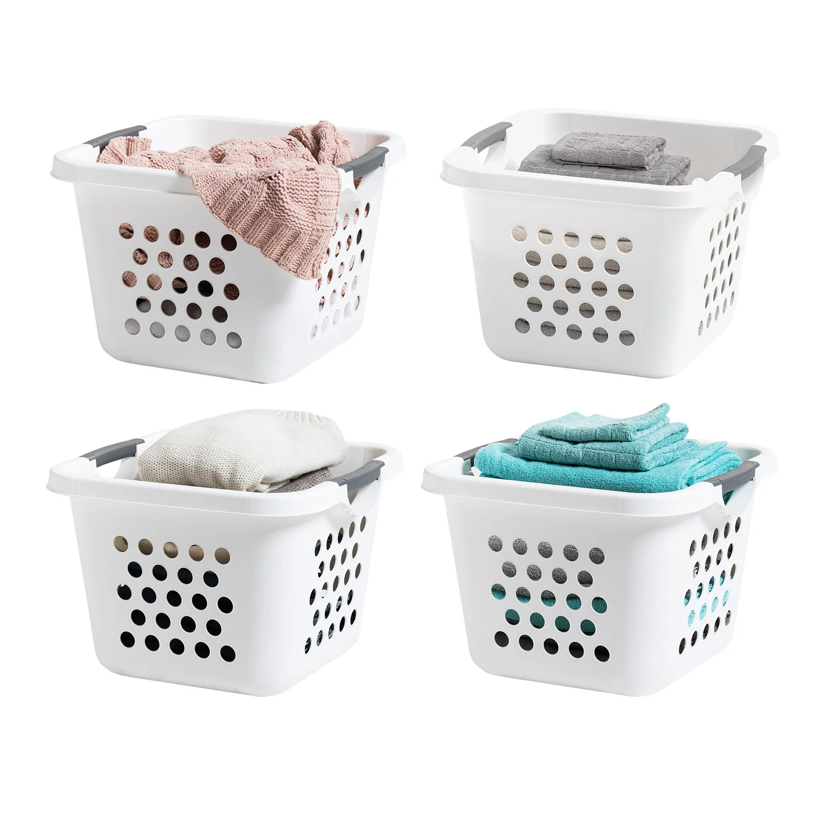 Compact Laundry Basket/Hamper 30L, 4 Pack