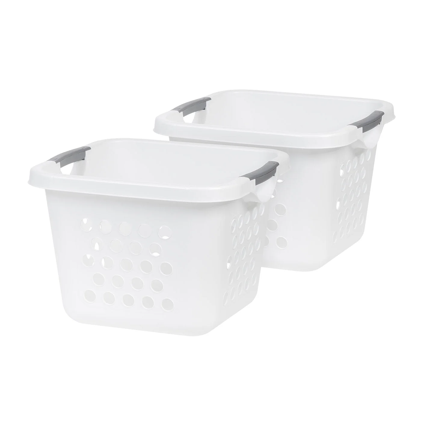 Compact Plastic Laundry Hamper Basket – Storage Organizer with Easy-Lift Handles, 2-Pack, 30L