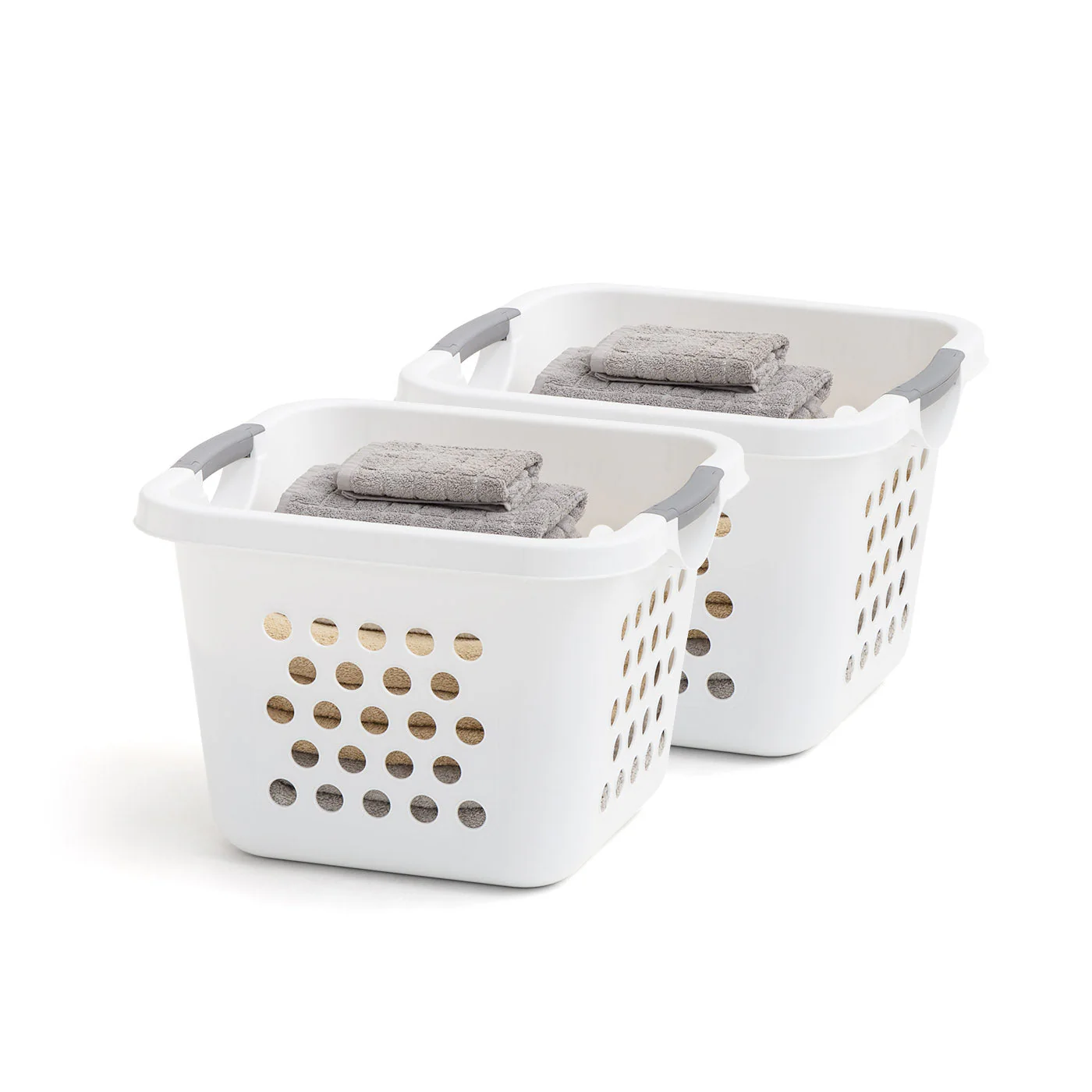 Compact Plastic Laundry Hamper Basket – Storage Organizer with Easy-Lift Handles, 2-Pack, 30L - Image 3