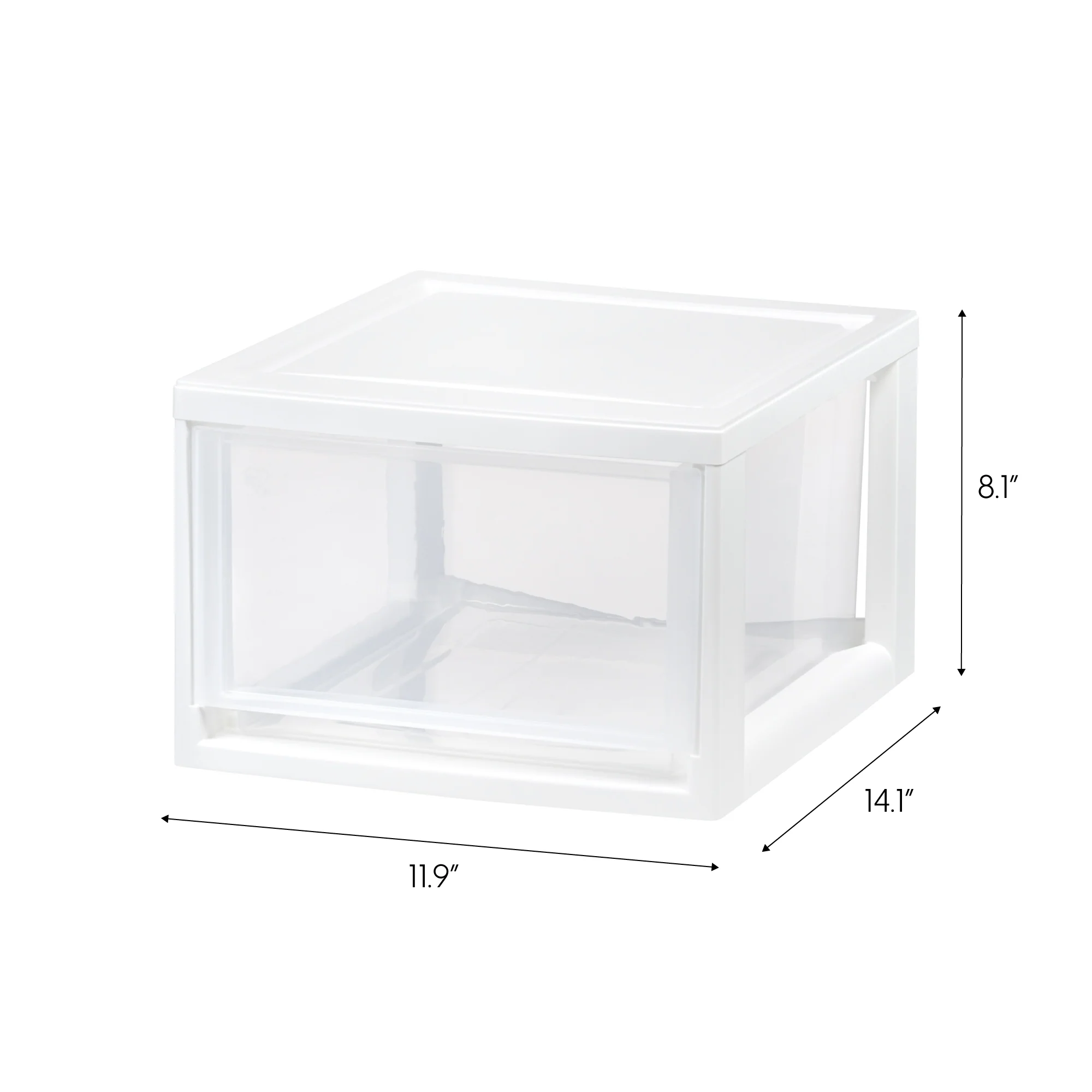 Compact Stackable Plastic Drawer, 14.5 Qt, White, 3 Pack - Image 2