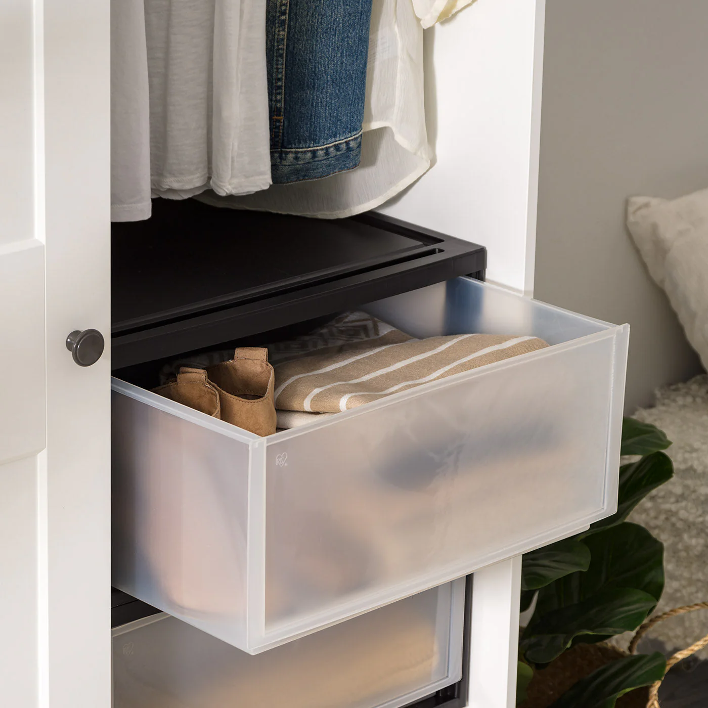 Compact Stacking, Stackable Plastic Drawer Unit, 47 Quart, Black, 2 Count - Image 4