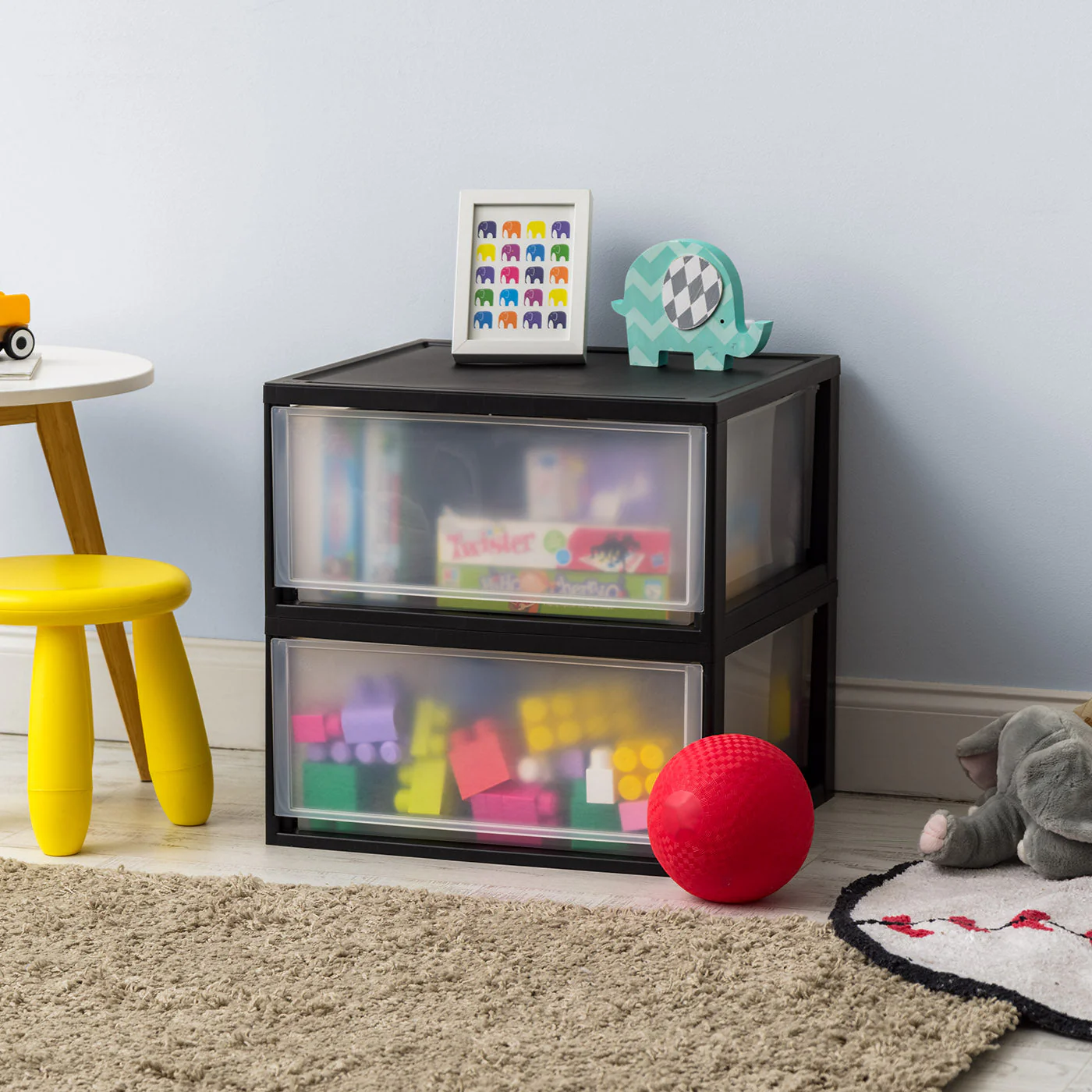 Compact Stacking, Stackable Plastic Drawer Unit, 47 Quart, Black, 2 Count - Image 5
