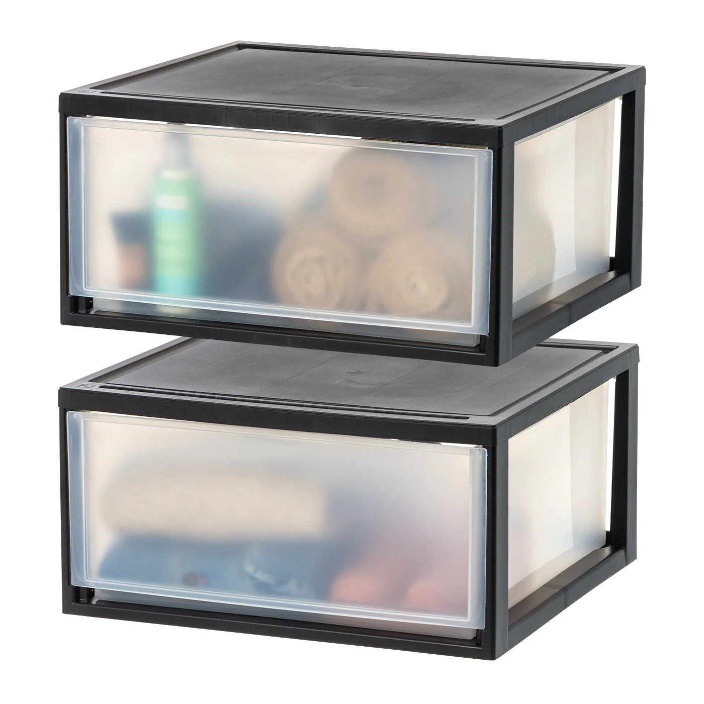 Compact Stacking, Stackable Plastic Drawer Unit, 47 Quart, Black, 2 Count - Image 8