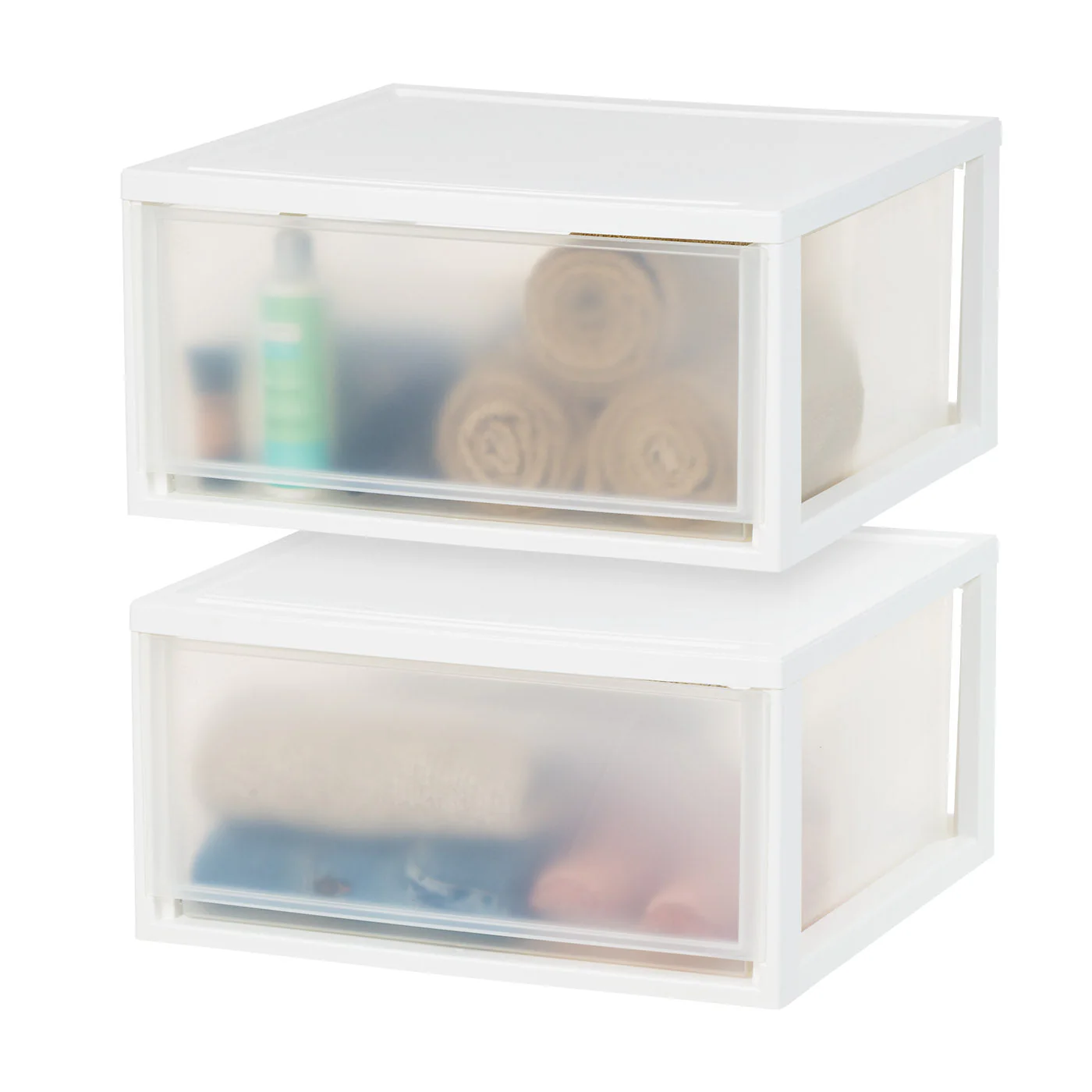 Compact Stacking, Stackable Plastic Drawer Unit, 47 Quart, White, 2 Count - Image 4