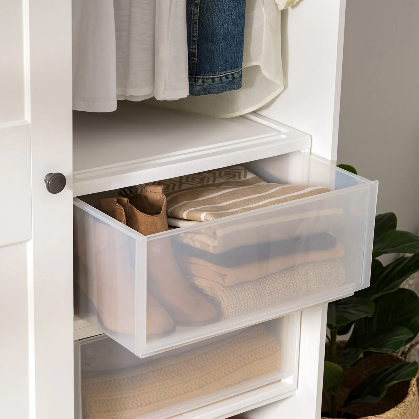 Compact Stacking, Stackable Plastic Drawer Unit, 47 Quart, White, 2 Count - Image 5