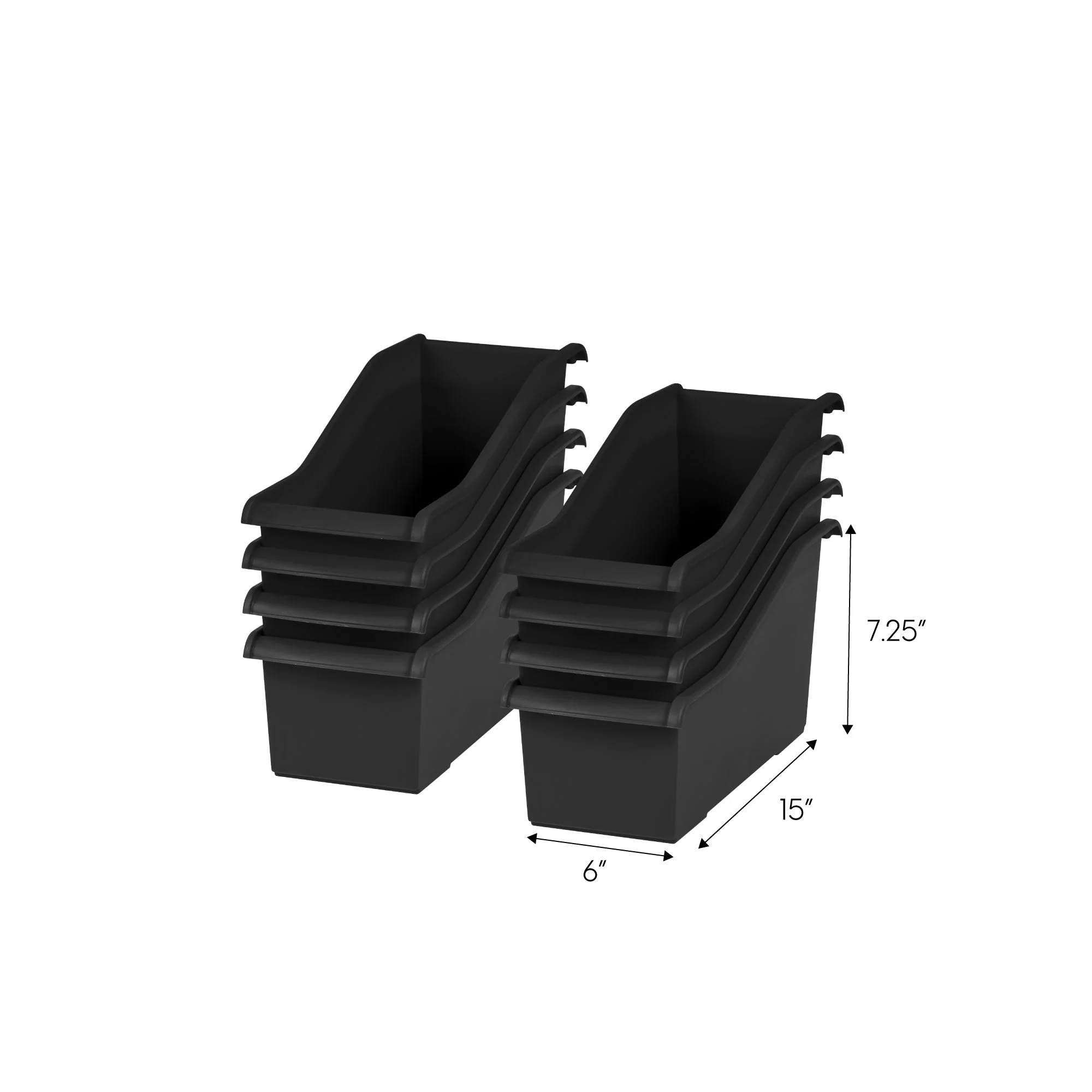 Connecting Book Bin, 8 Pack, Black - Image 3