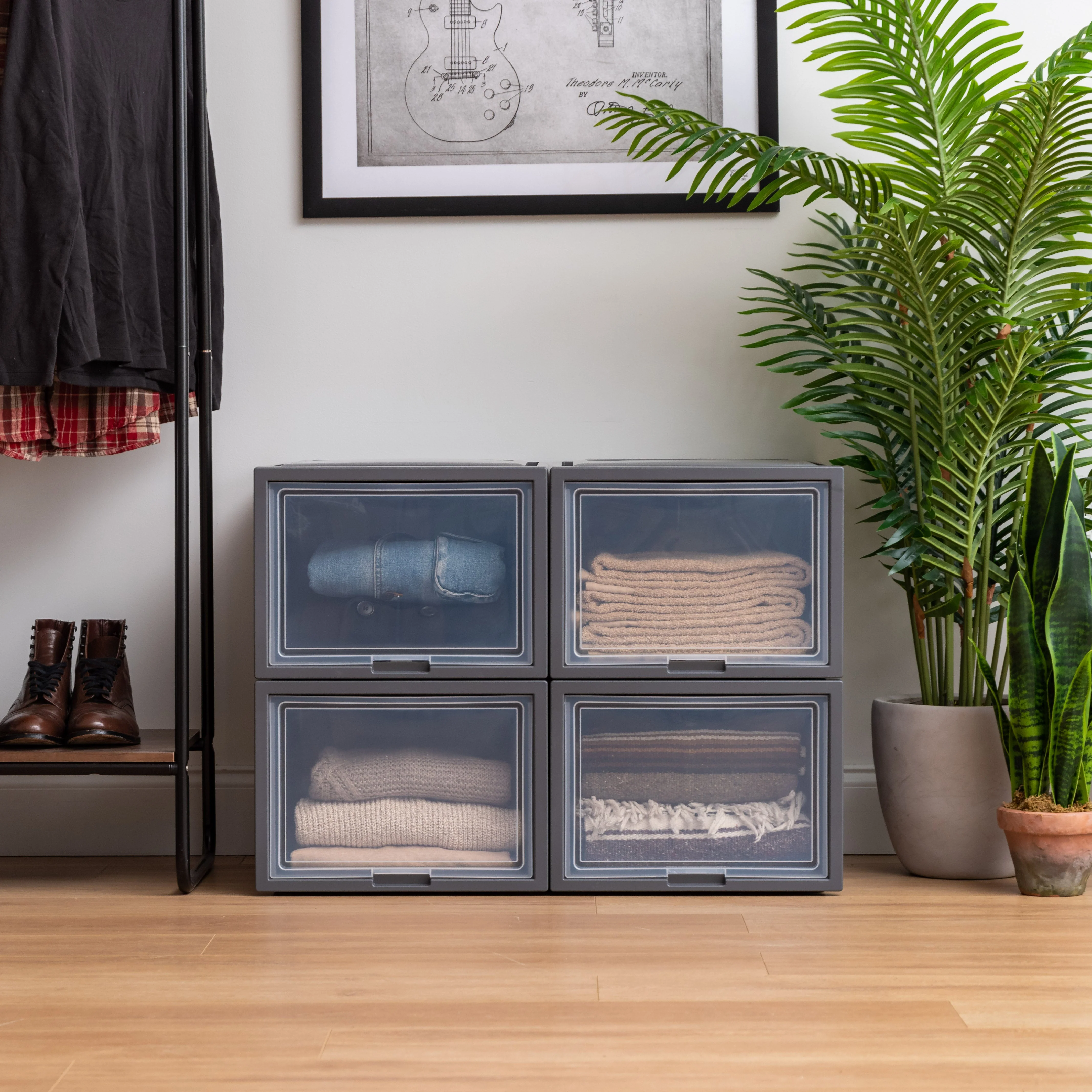 Deep Box Chest with Sliding Door, Gray, 4 Pack - Image 7