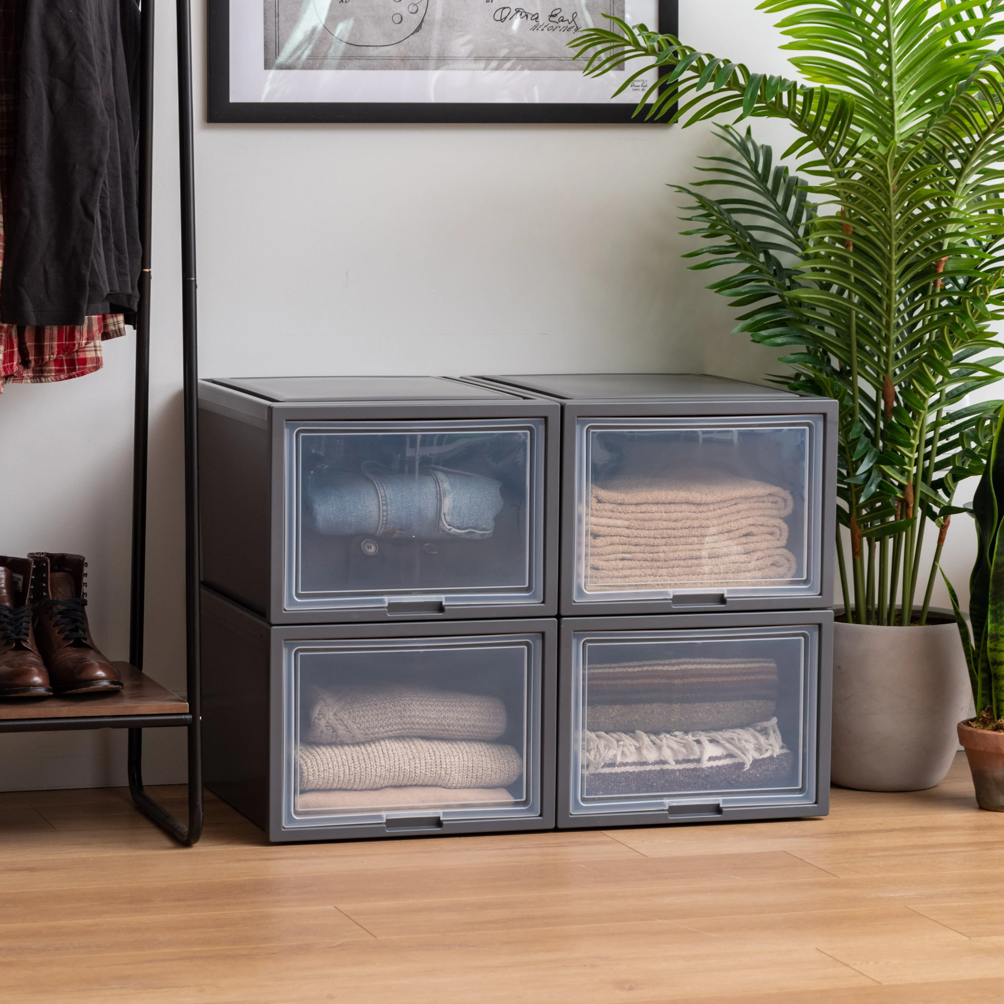 Deep Box Chest with Sliding Door, Gray, 4 Pack - Image 8