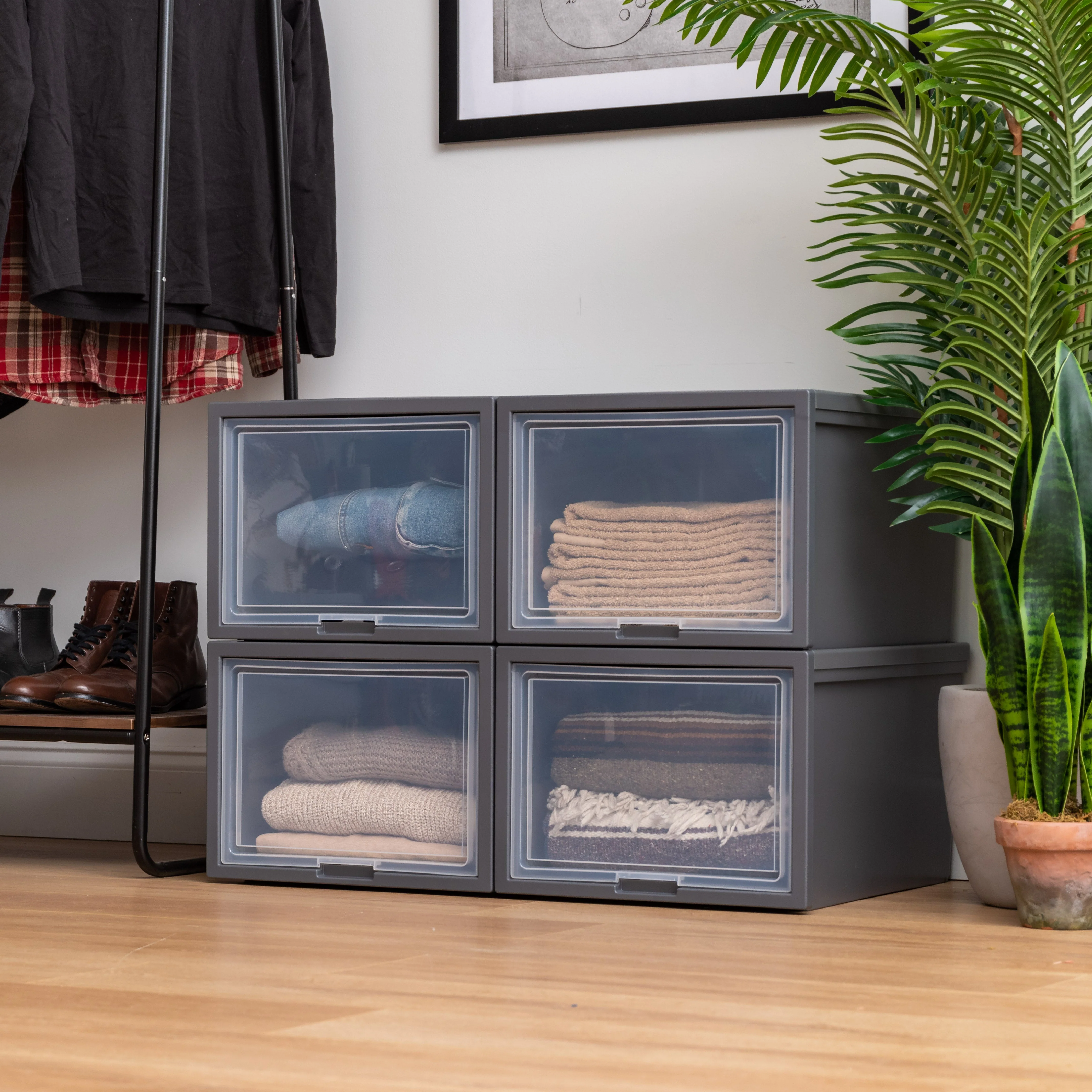 Deep Box Chest with Sliding Door, Gray, 4 Pack - Image 9