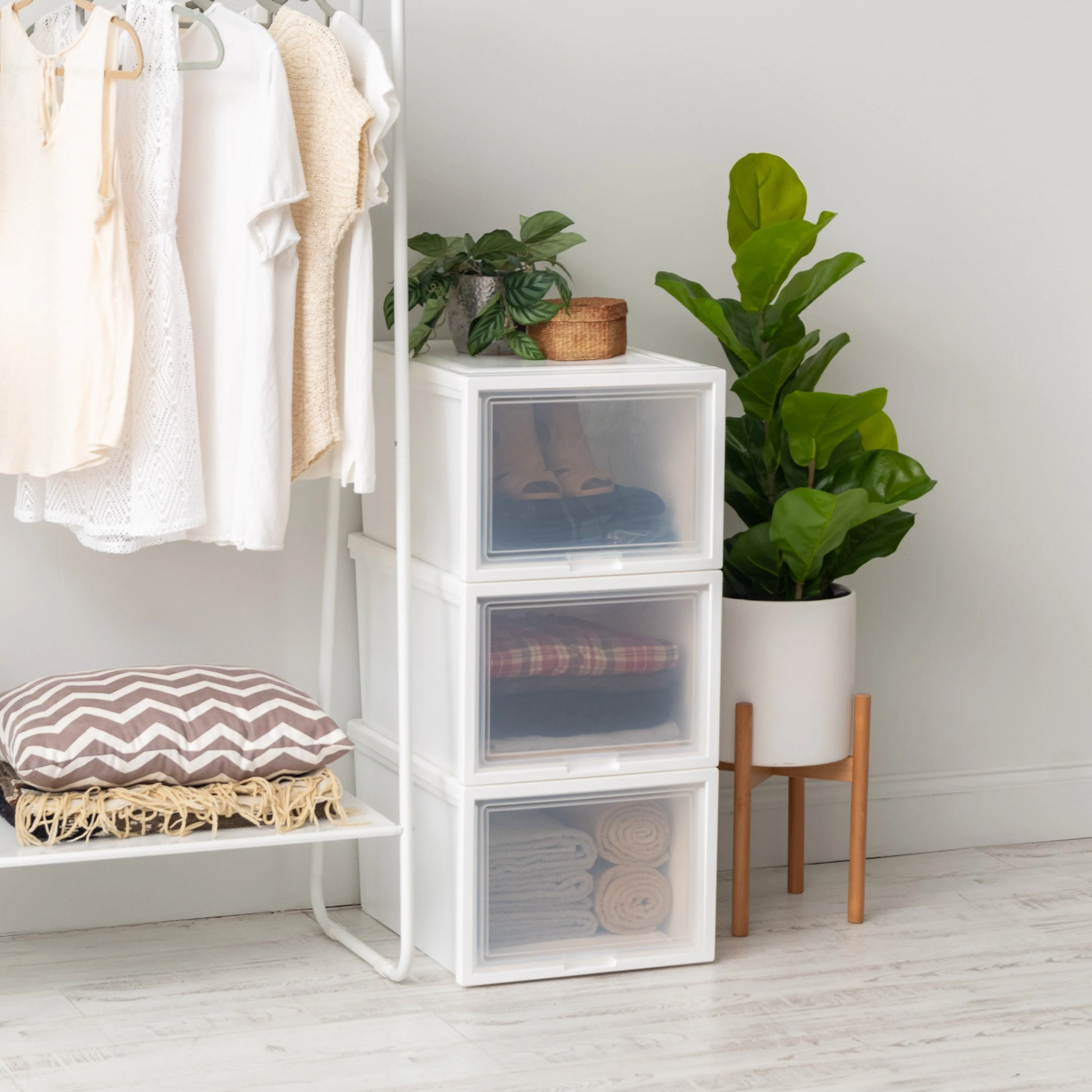Deep Box Chest with Sliding Door, White, 3 Pack - Image 3