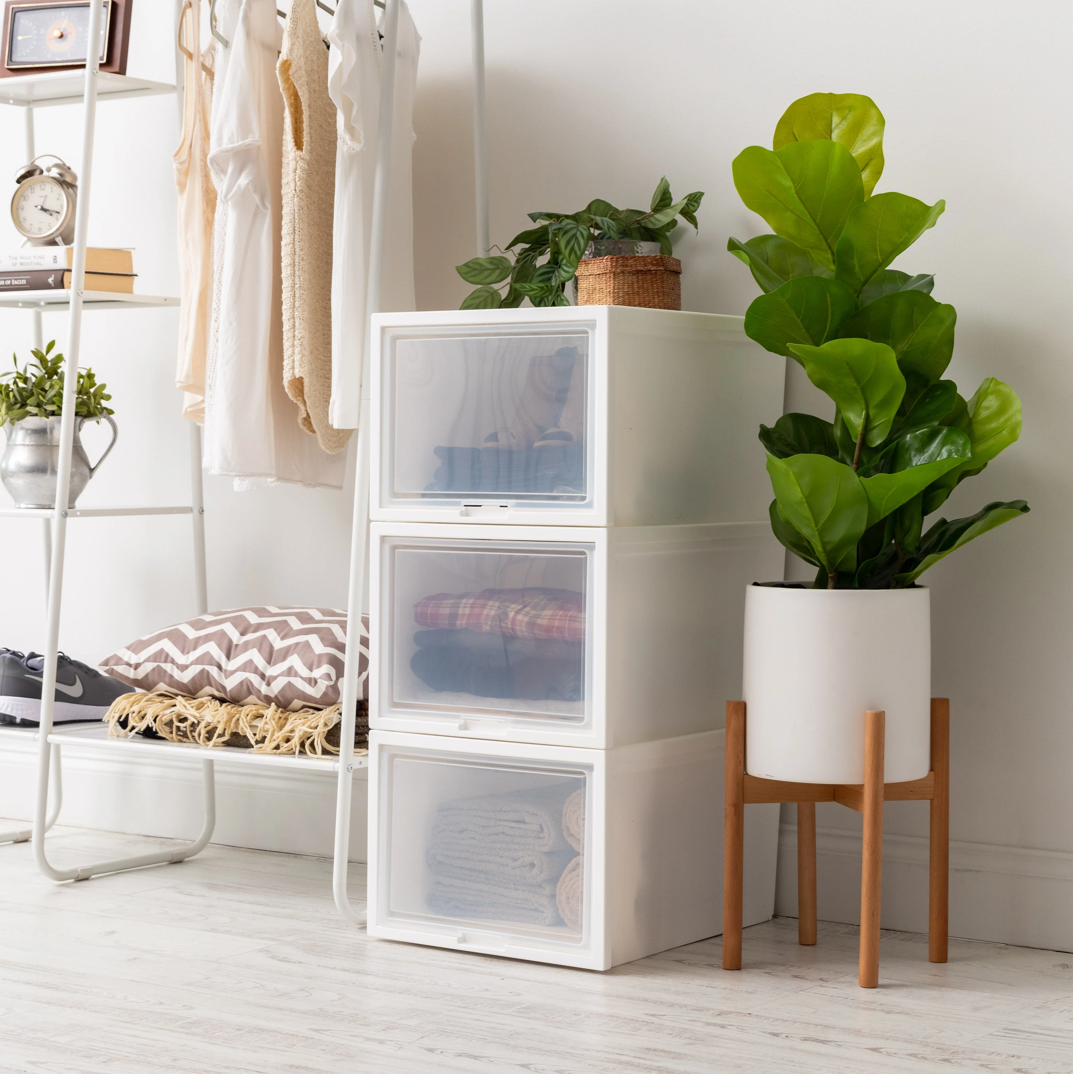 Deep Box Chest with Sliding Door, White, 3 Pack - Image 4