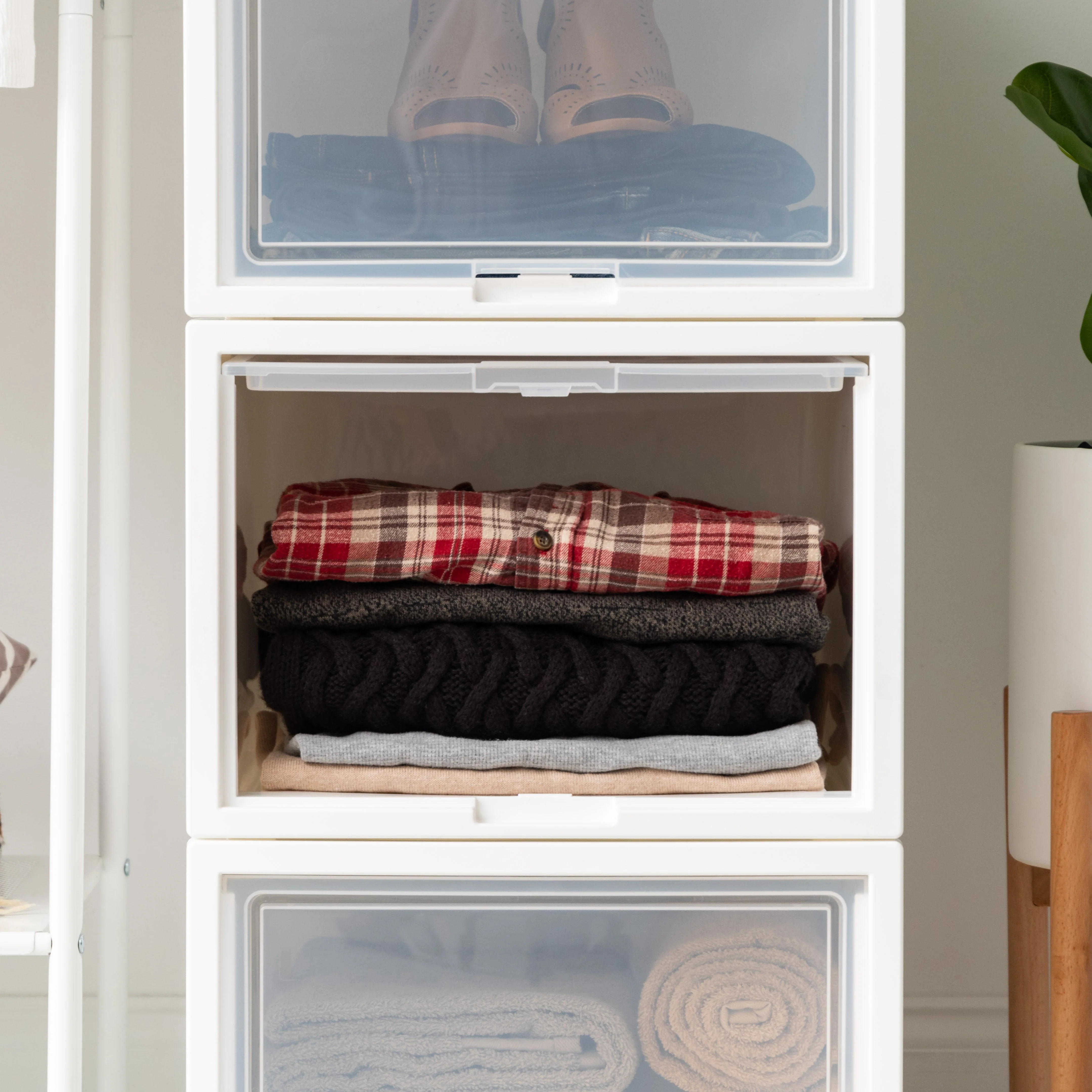Deep Box Chest with Sliding Door, White, 3 Pack - Image 5