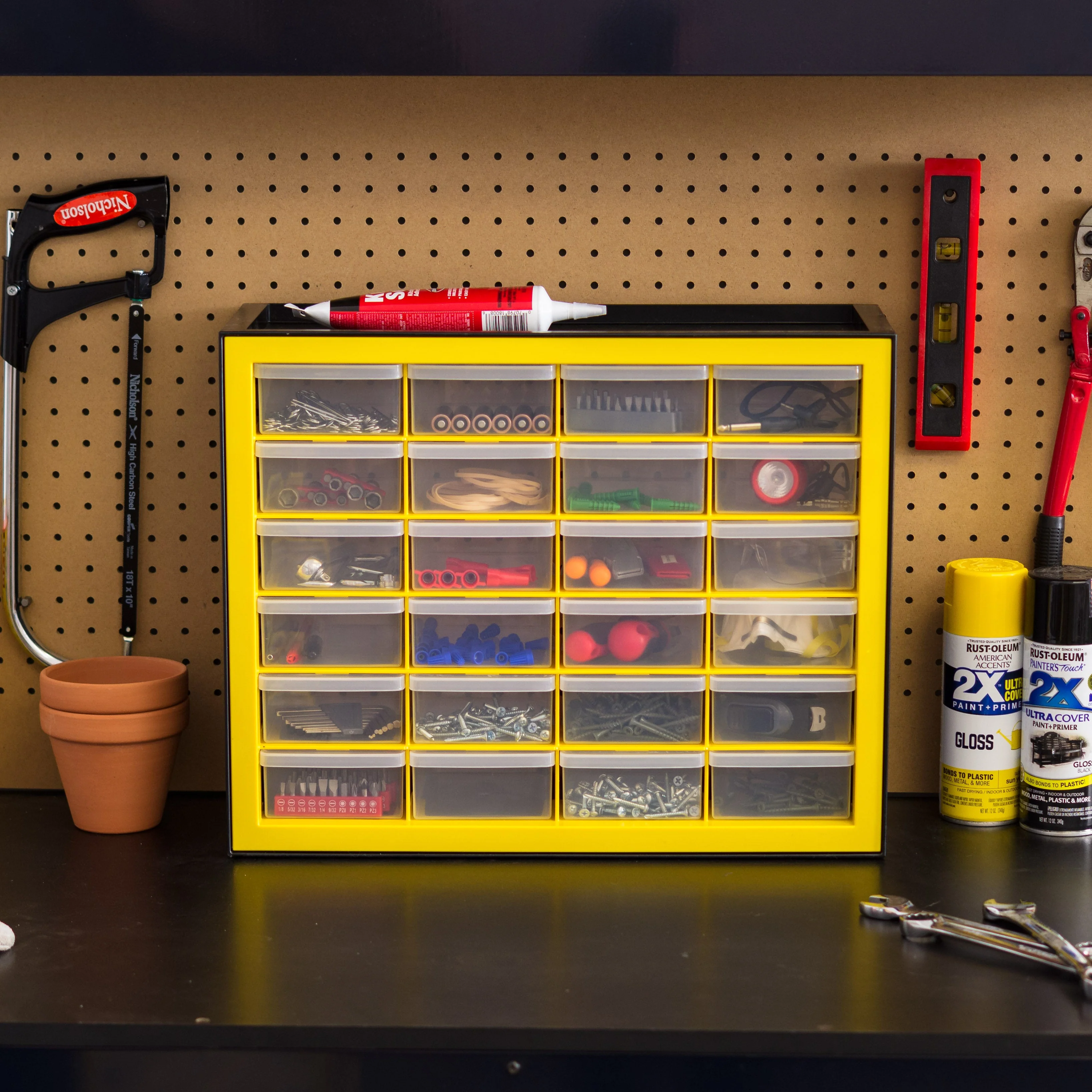Drawer Parts Cabinet, Black/Yellow - Image 3