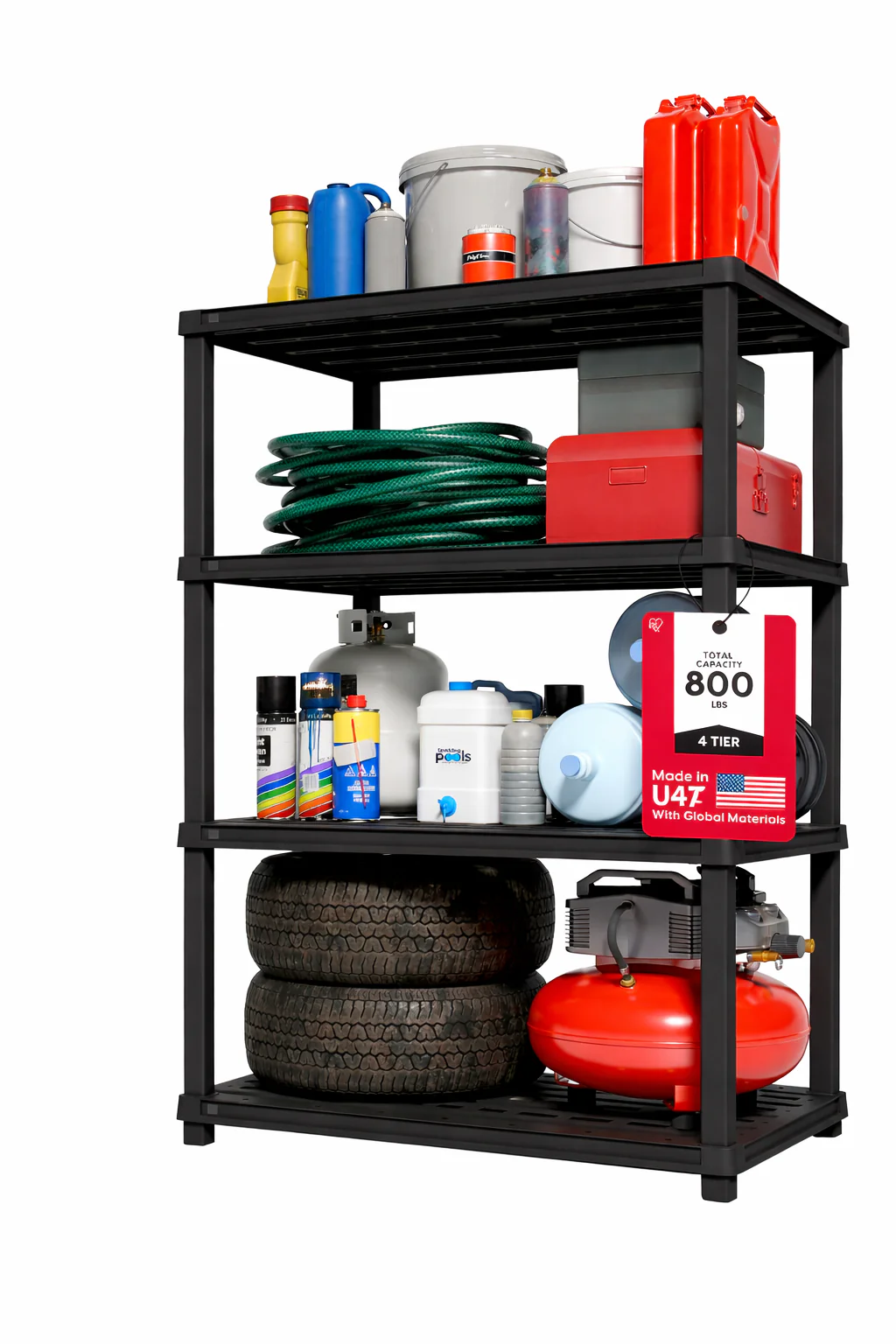 Extra Heavy Duty Deep Plastic Storage Shelves - Black