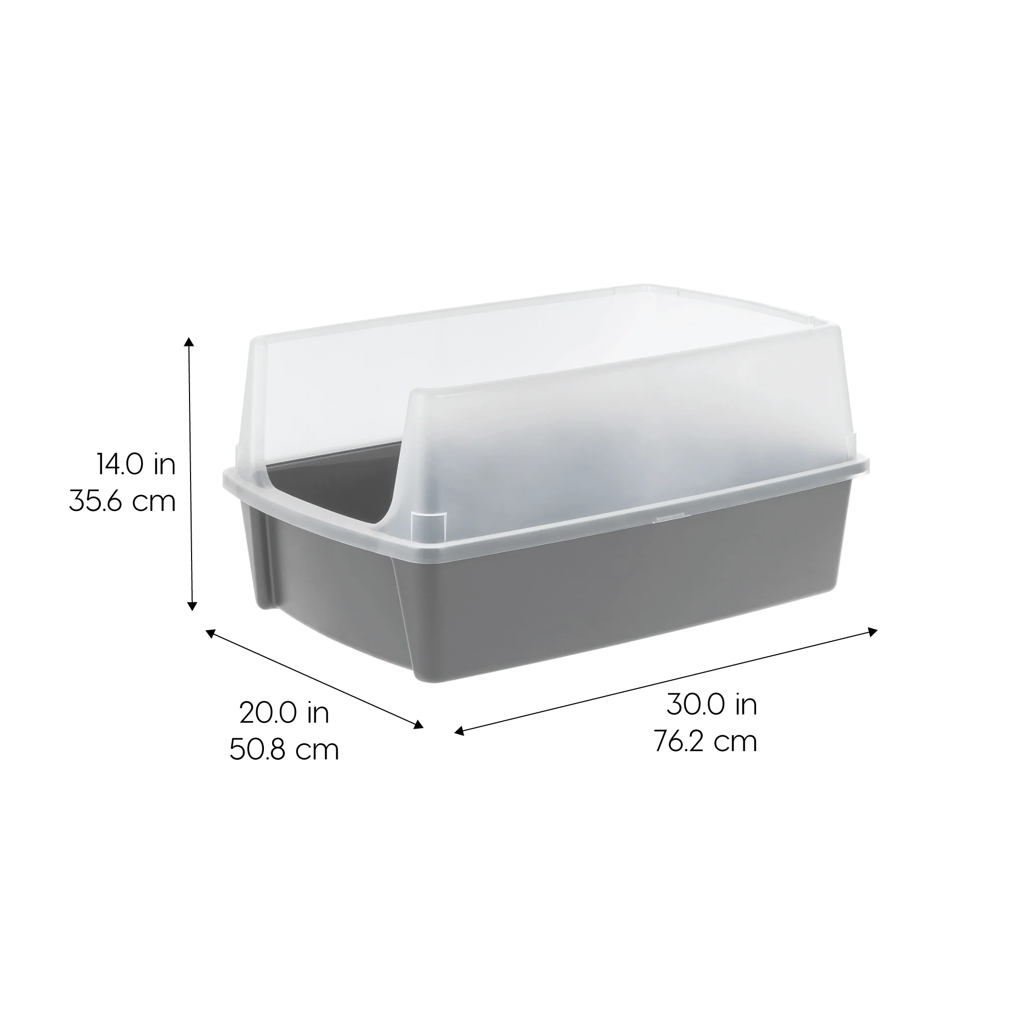 Extra Large Open-Top Cat Litter Box with High Sides | Easy to Clean for Big Cats, Gray - Image 2