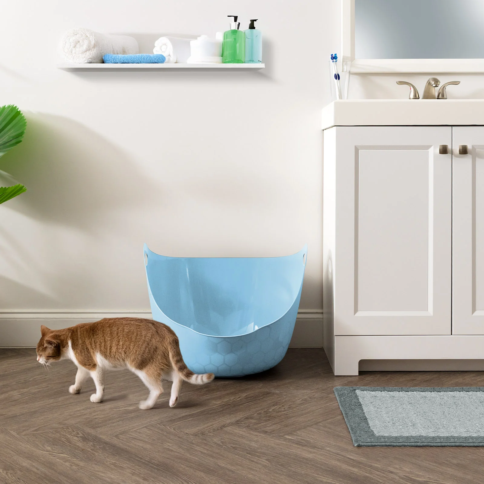 Flexi Cat Litter Pan with Handles and Pour Spout, Blue - Image 3