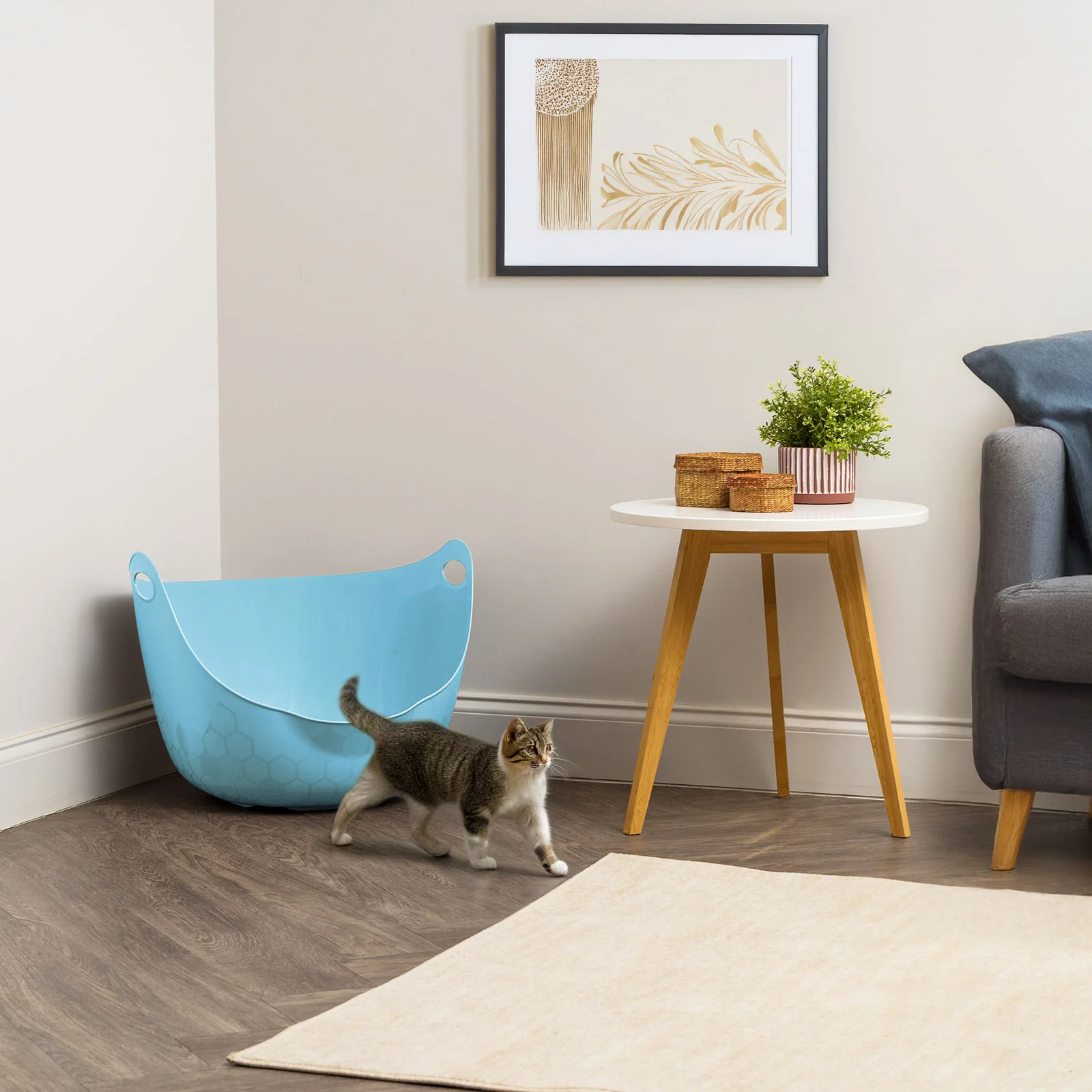 Flexi Cat Litter Pan with Handles and Pour Spout, Blue - Image 4