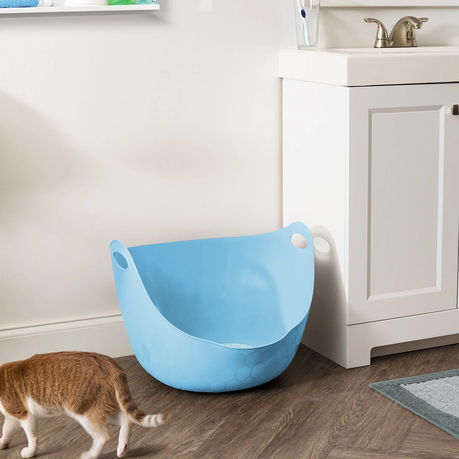 Flexi Cat Litter Pan with Handles and Pour Spout, Blue - Image 5