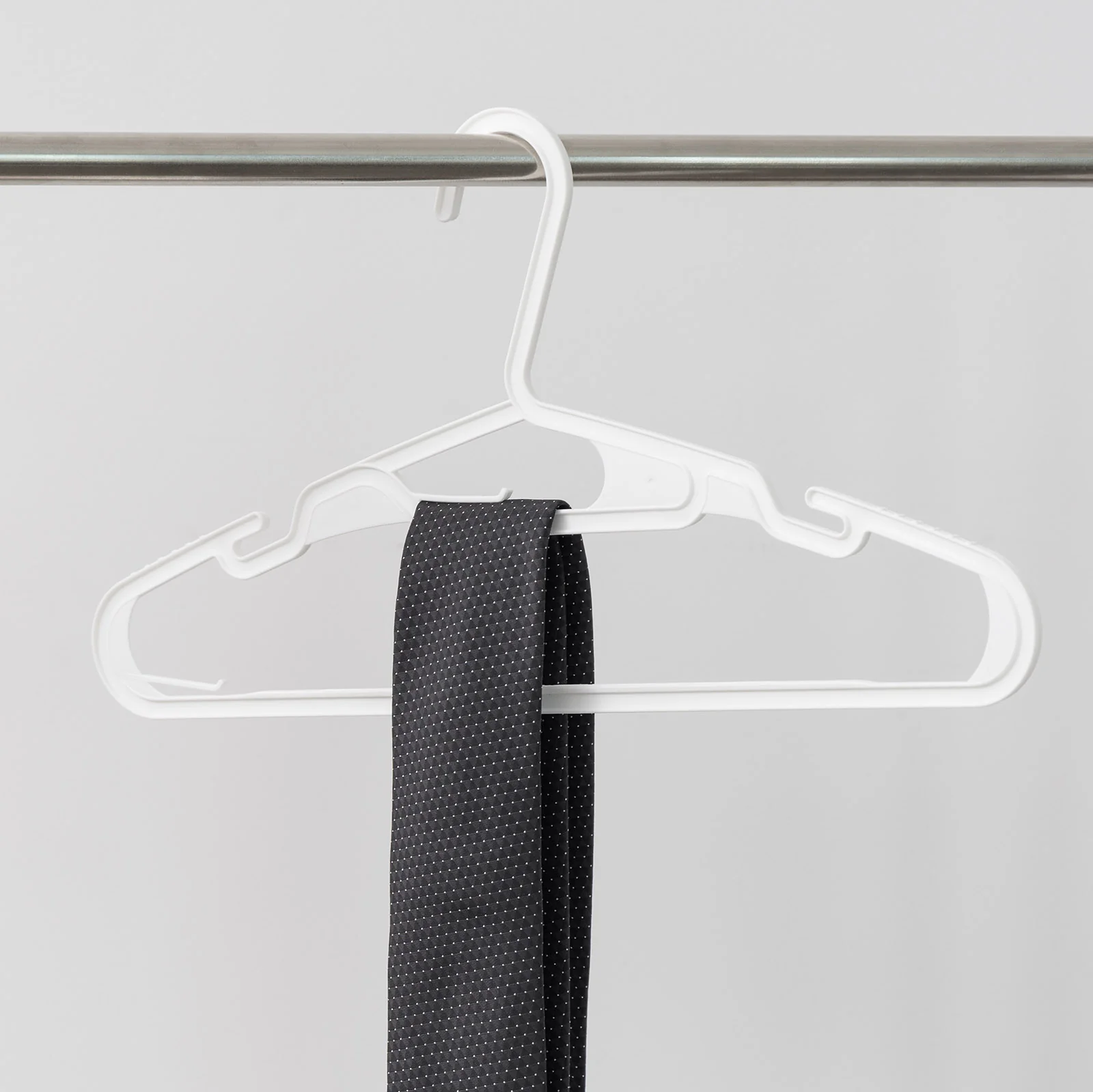 Hangers 50 Pack, Clothes Hangers, Durable Flexible Plastic Hangers with Shoulder Grooves & Accessory Hooks,  Black - Image 12
