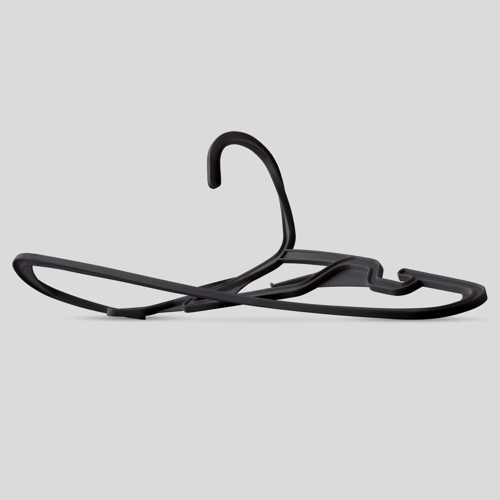 Hangers 50 Pack, Clothes Hangers, Durable Flexible Plastic Hangers with Shoulder Grooves & Accessory Hooks,  Black - Image 3