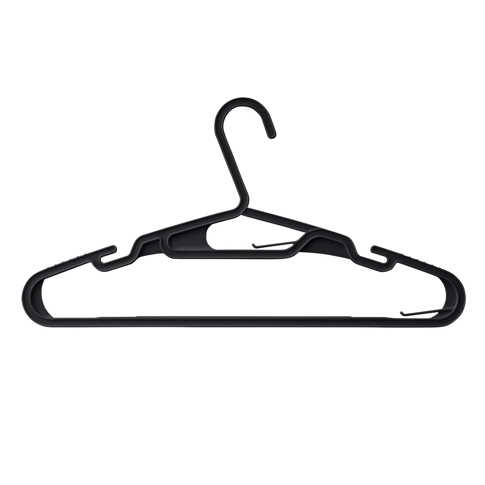 Hangers 50 Pack, Clothes Hangers, Durable Flexible Plastic Hangers with Shoulder Grooves & Accessory Hooks,  Black - Image 7