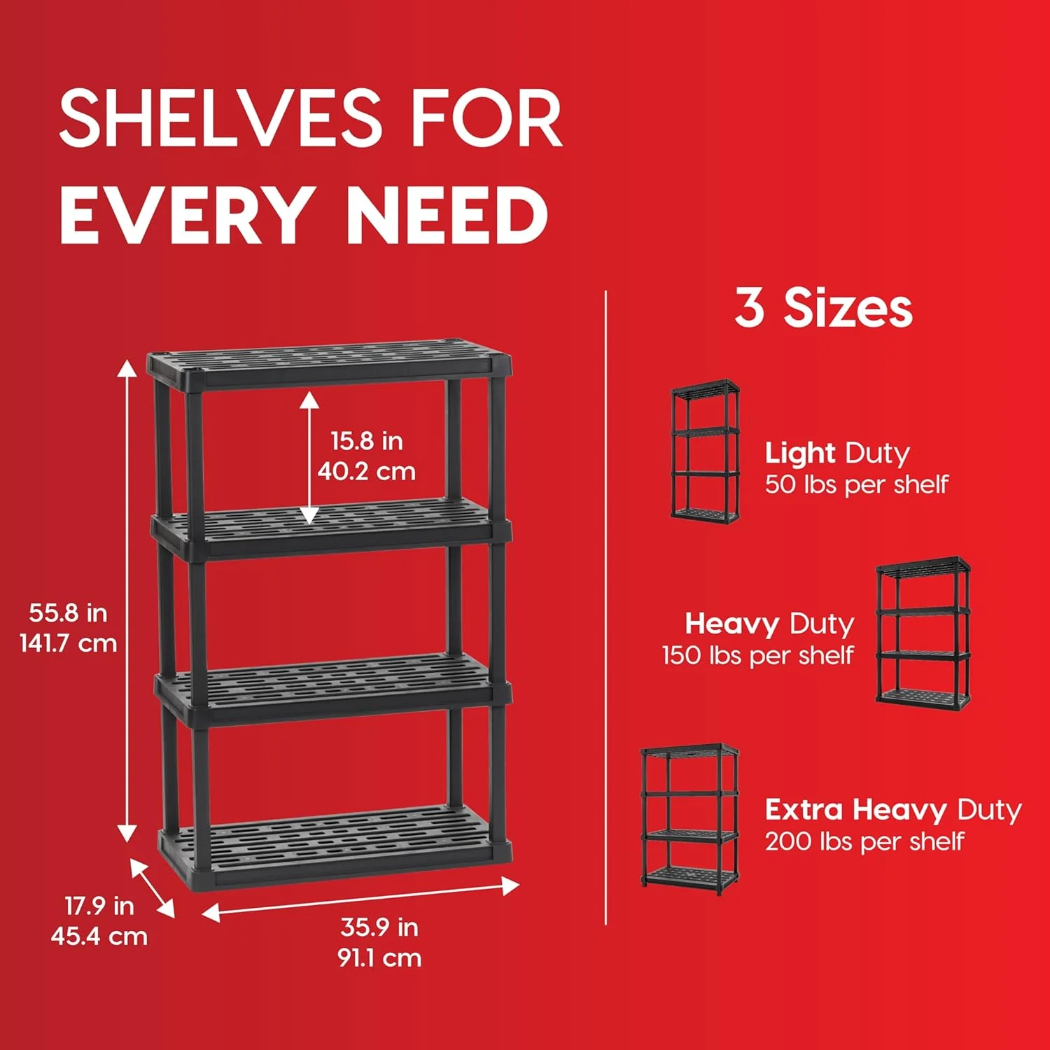 Heavy Duty Plastic Storage Shelves - Black - Image 4