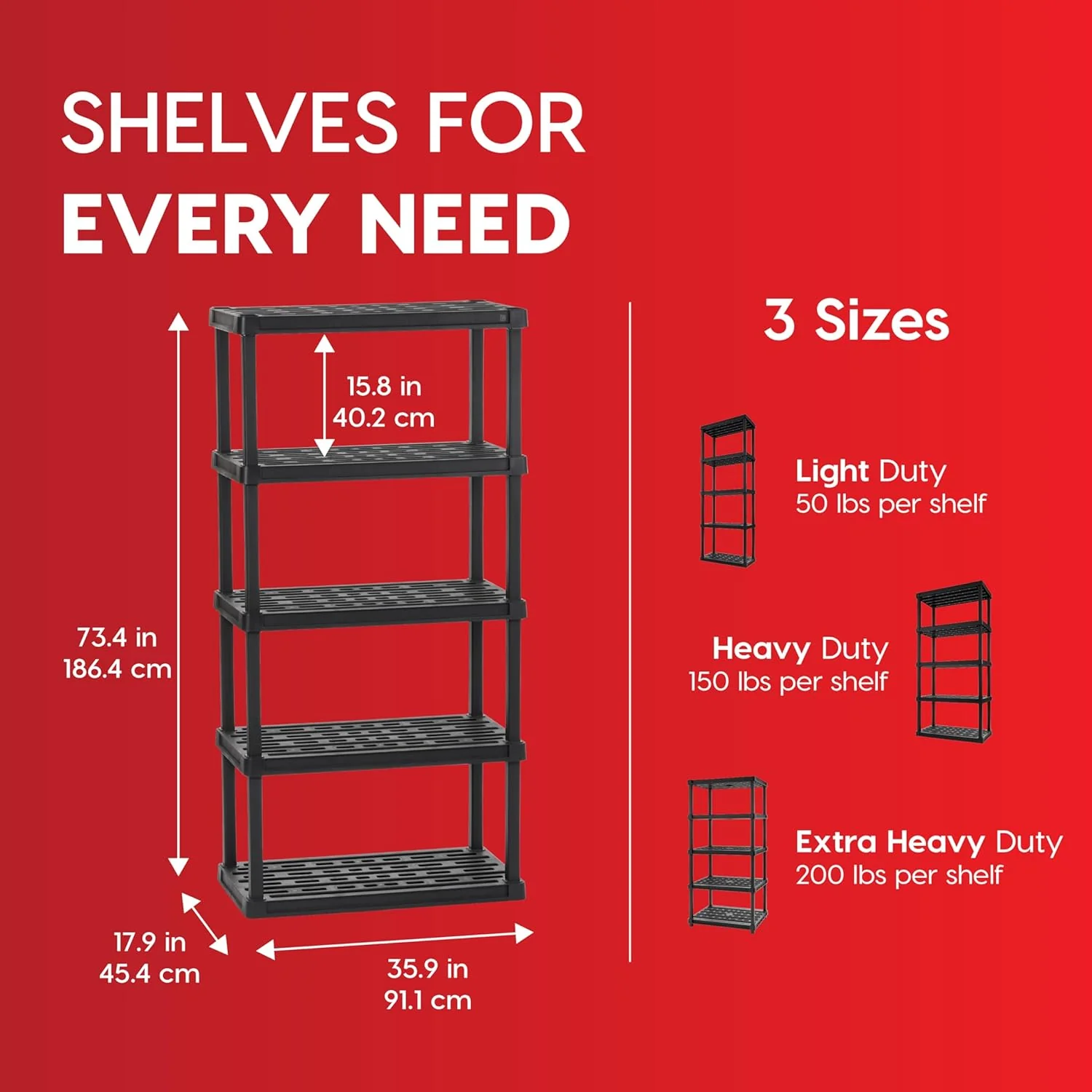 Heavy Duty Plastic Storage Shelves - Black - Image 6