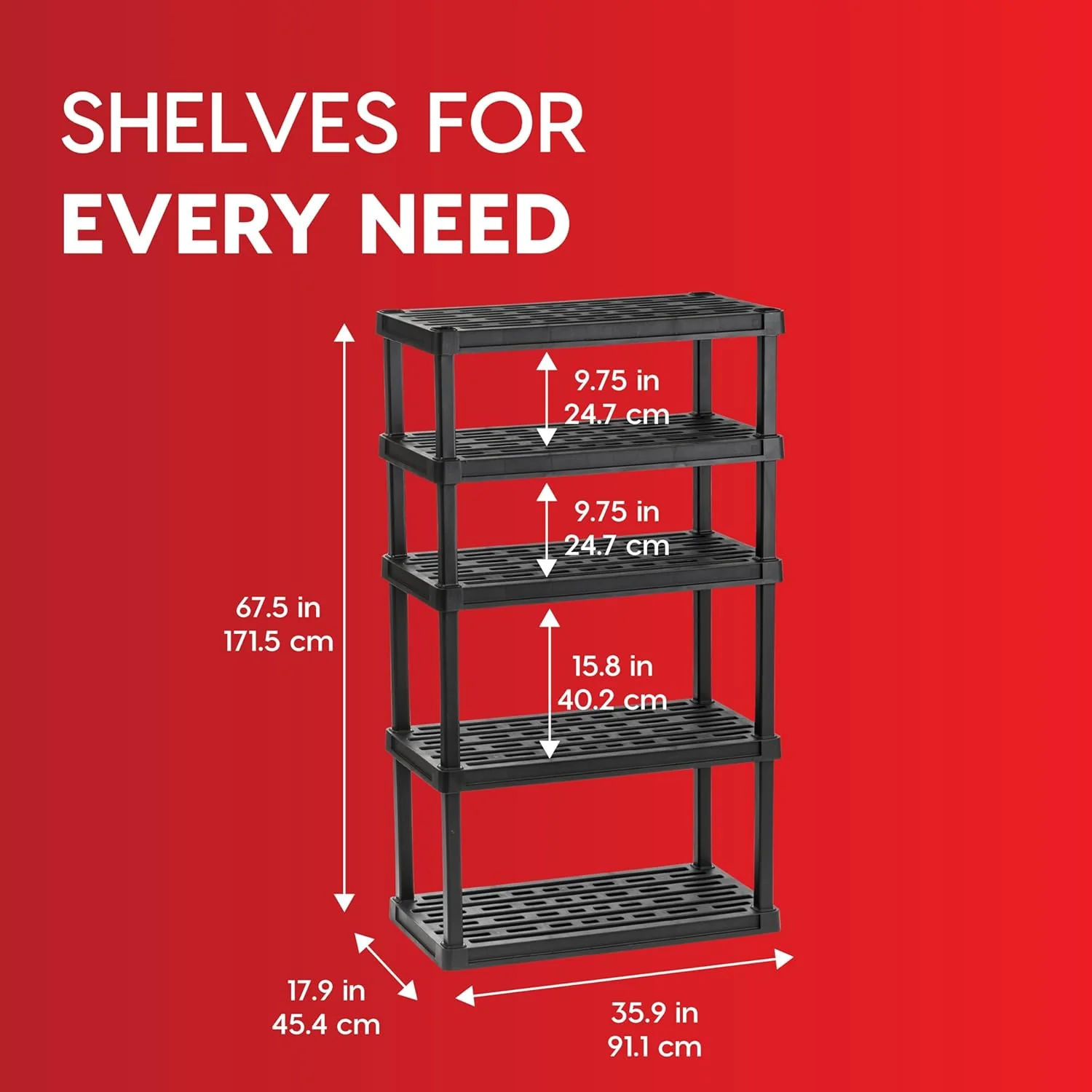 Heavy Duty Plastic Storage Shelves - Black - Image 8