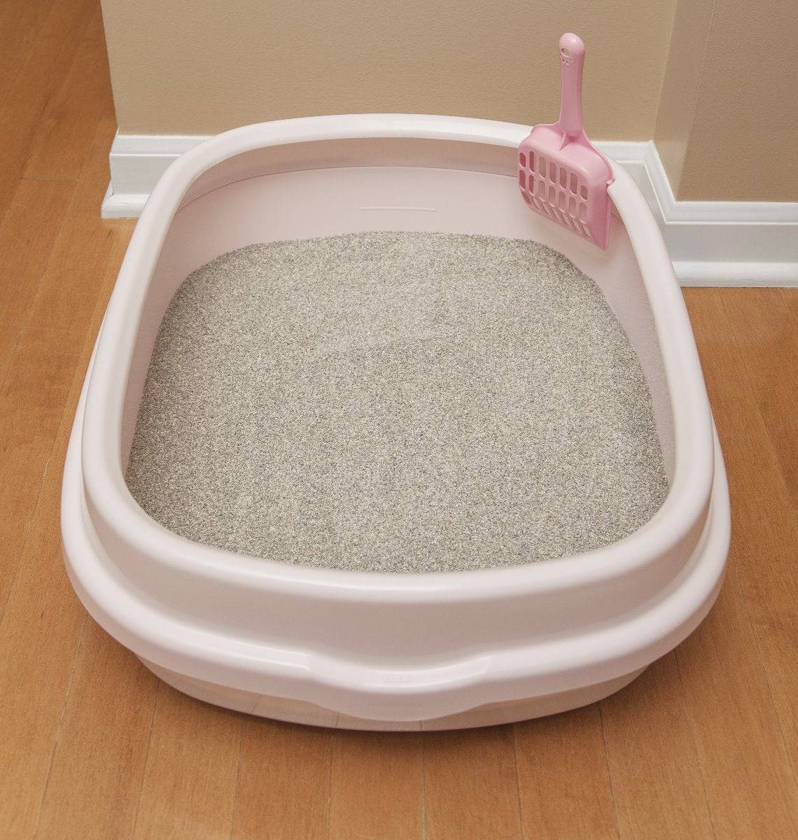 Heavy-Duty Rimmed Cat Litter Pan Set, Pink