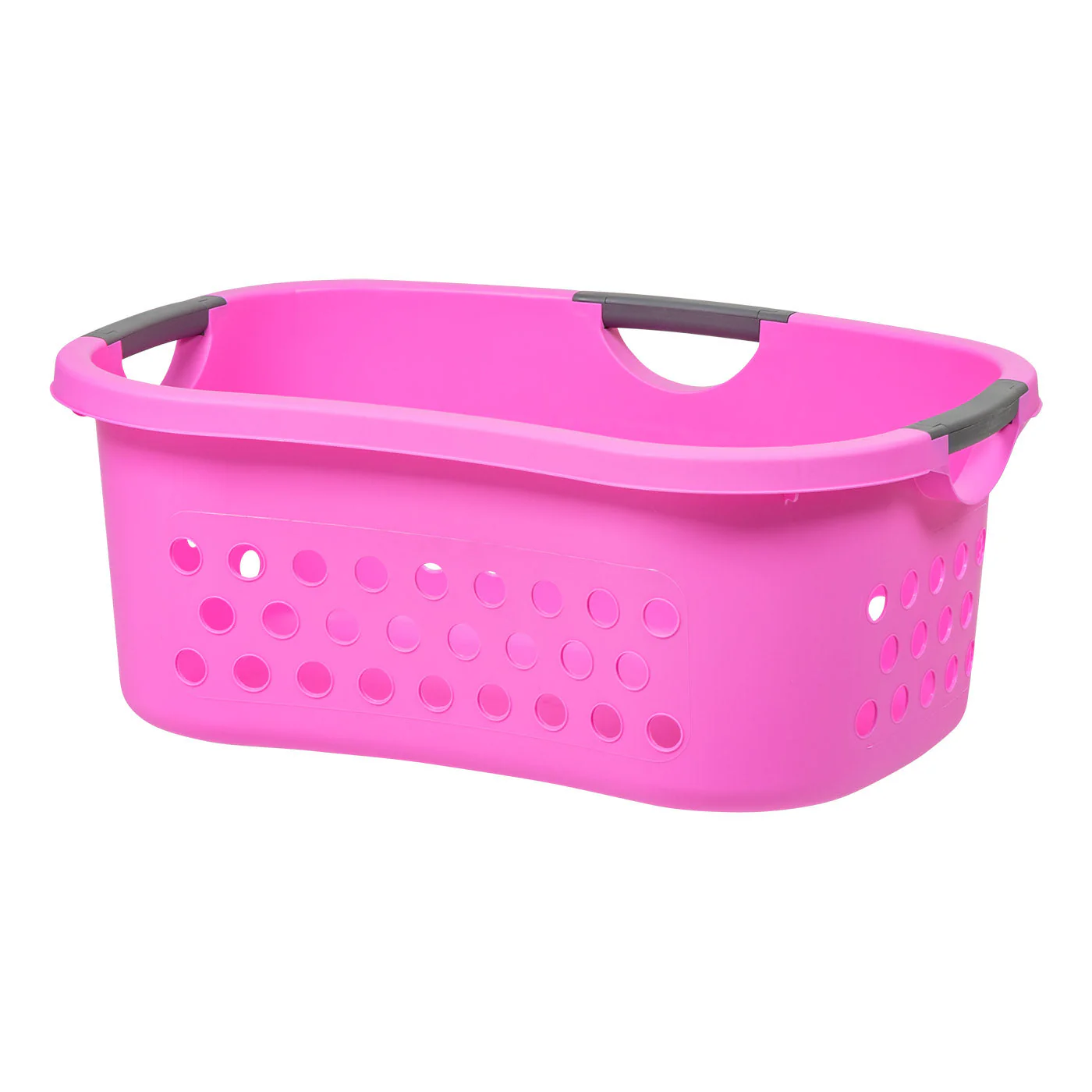 Hip Grip Laundry Basket – Large Pink Plastic Organizer with Comfort Handles, 3-Pack - Image 2