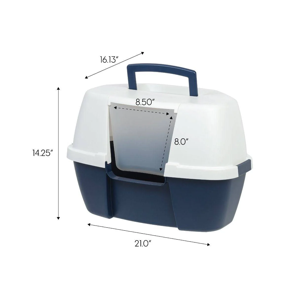 Hooded Corner Litter Box - Large, Navy - Image 7