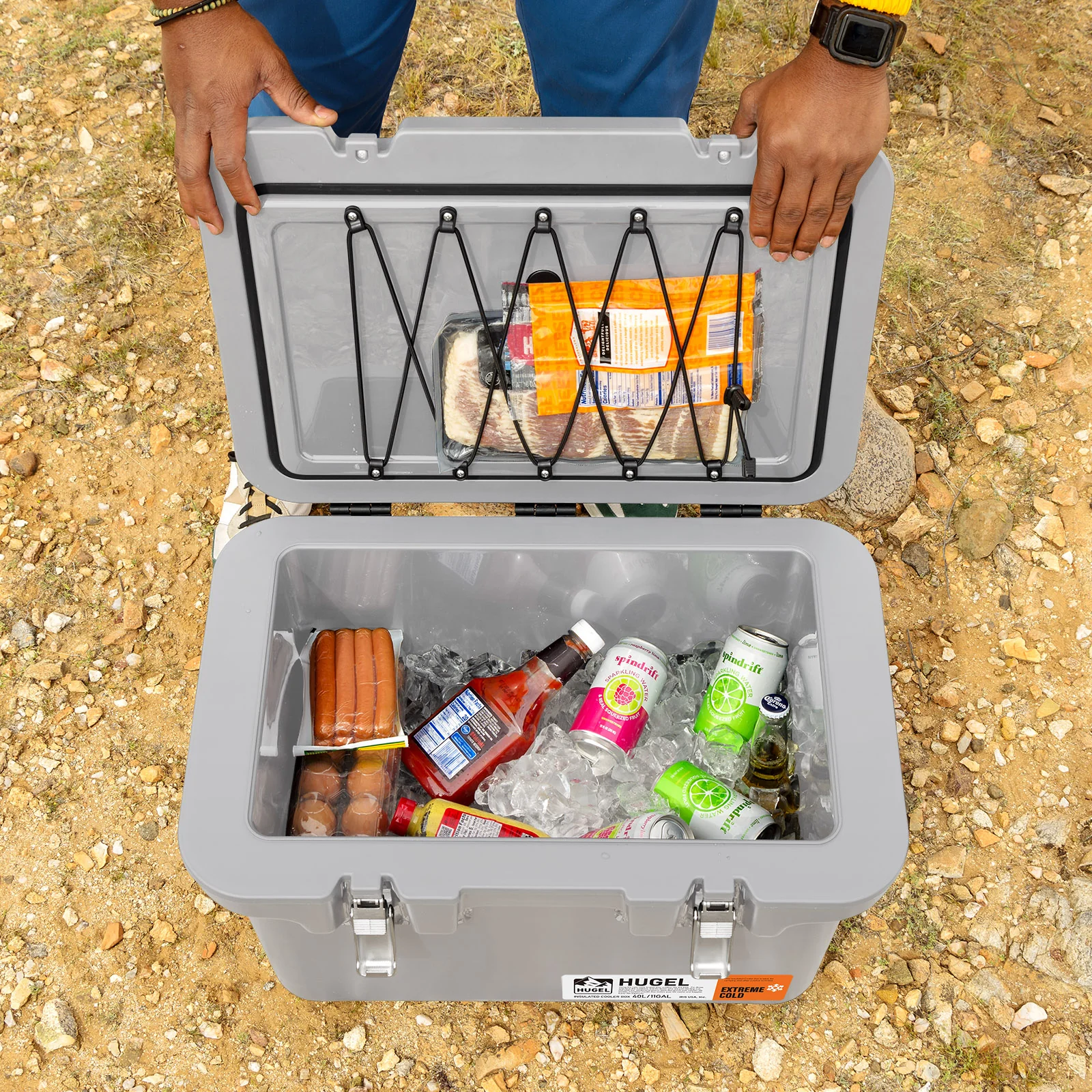 HUGEL 44QT Heavy Duty Lightweight Insulated Cooler with Stainless Steel Buckles - Image 18