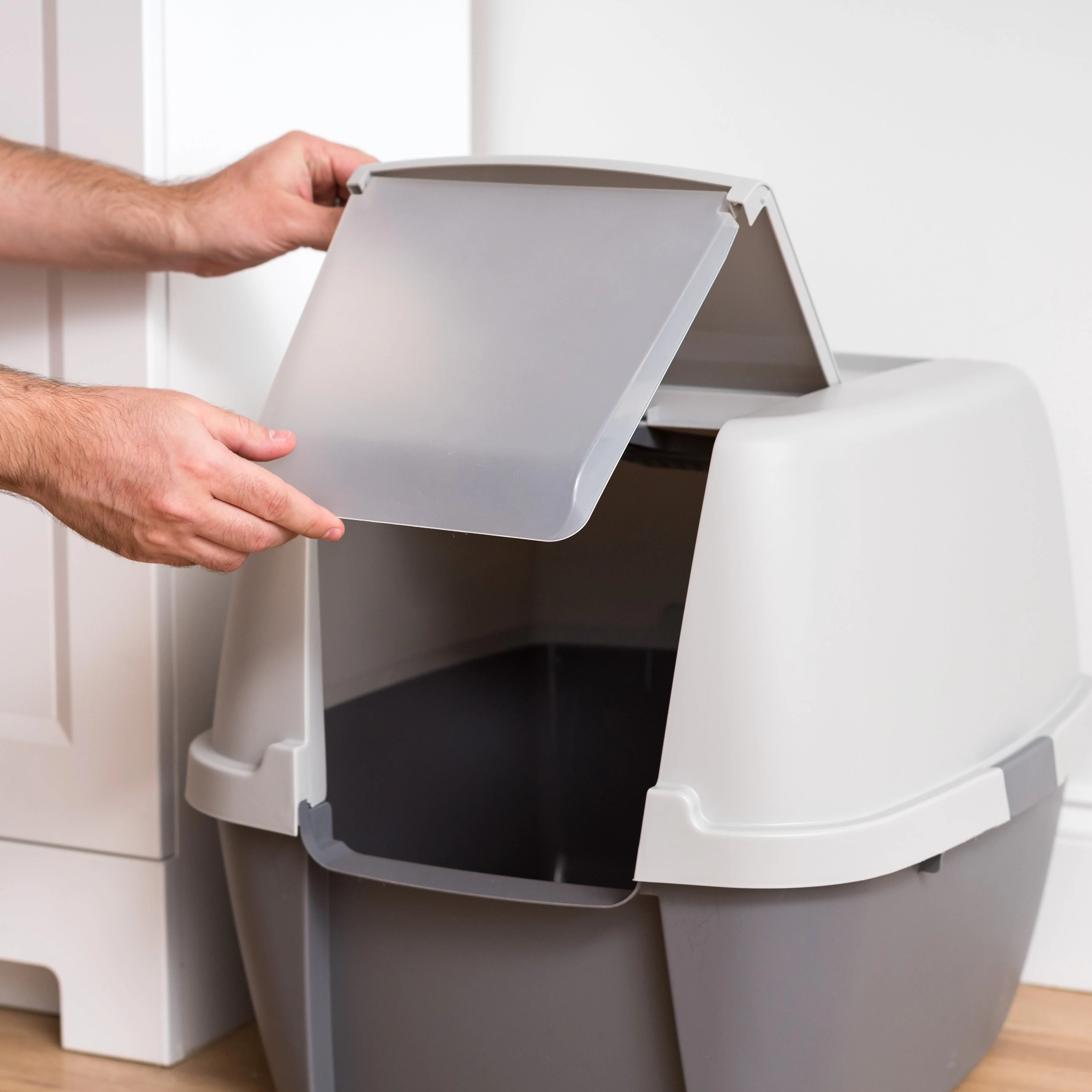Jumbo Hooded Cat Litter Box with Litter Scoop, Gray - Image 3