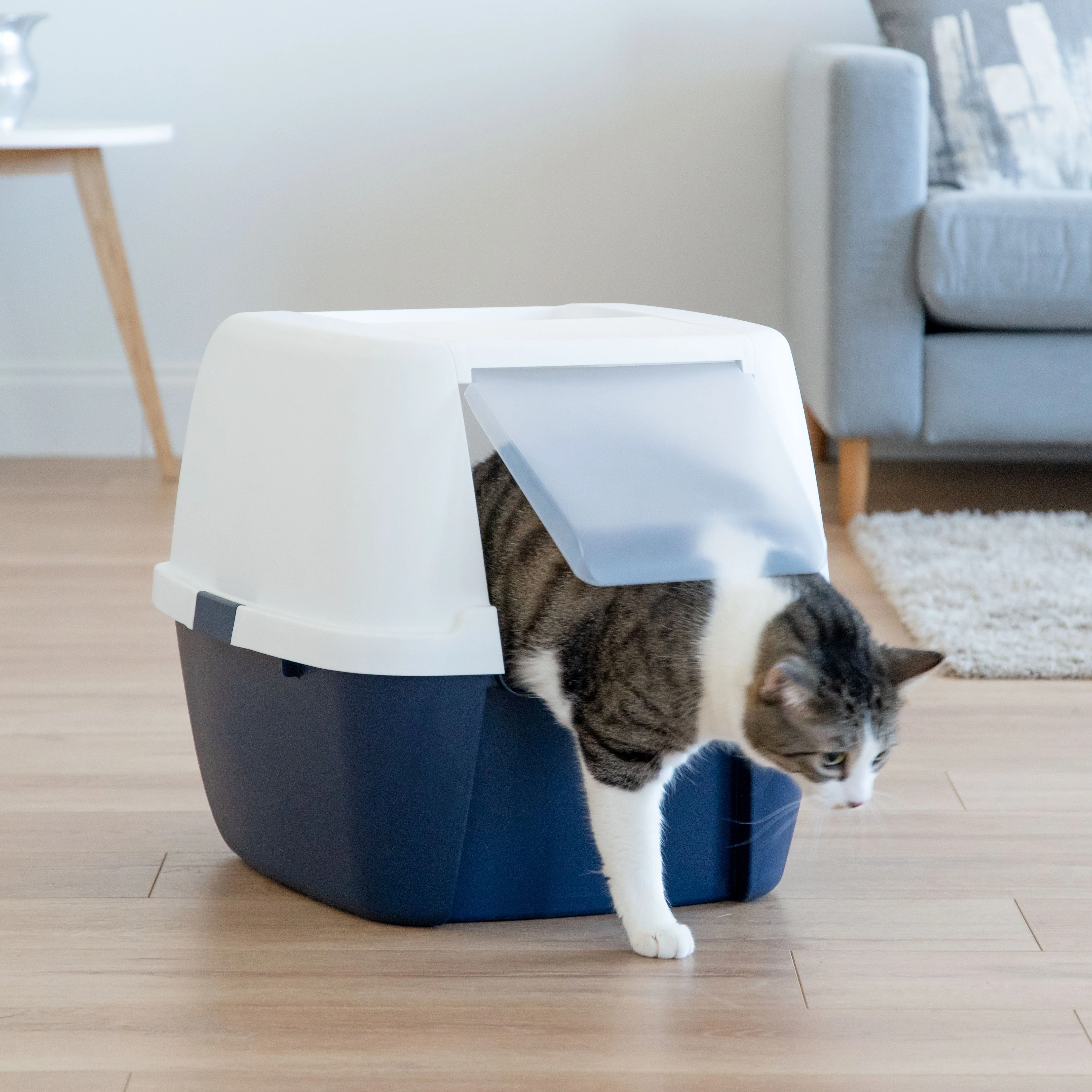 Jumbo Hooded Litter Box, Navy - Image 2