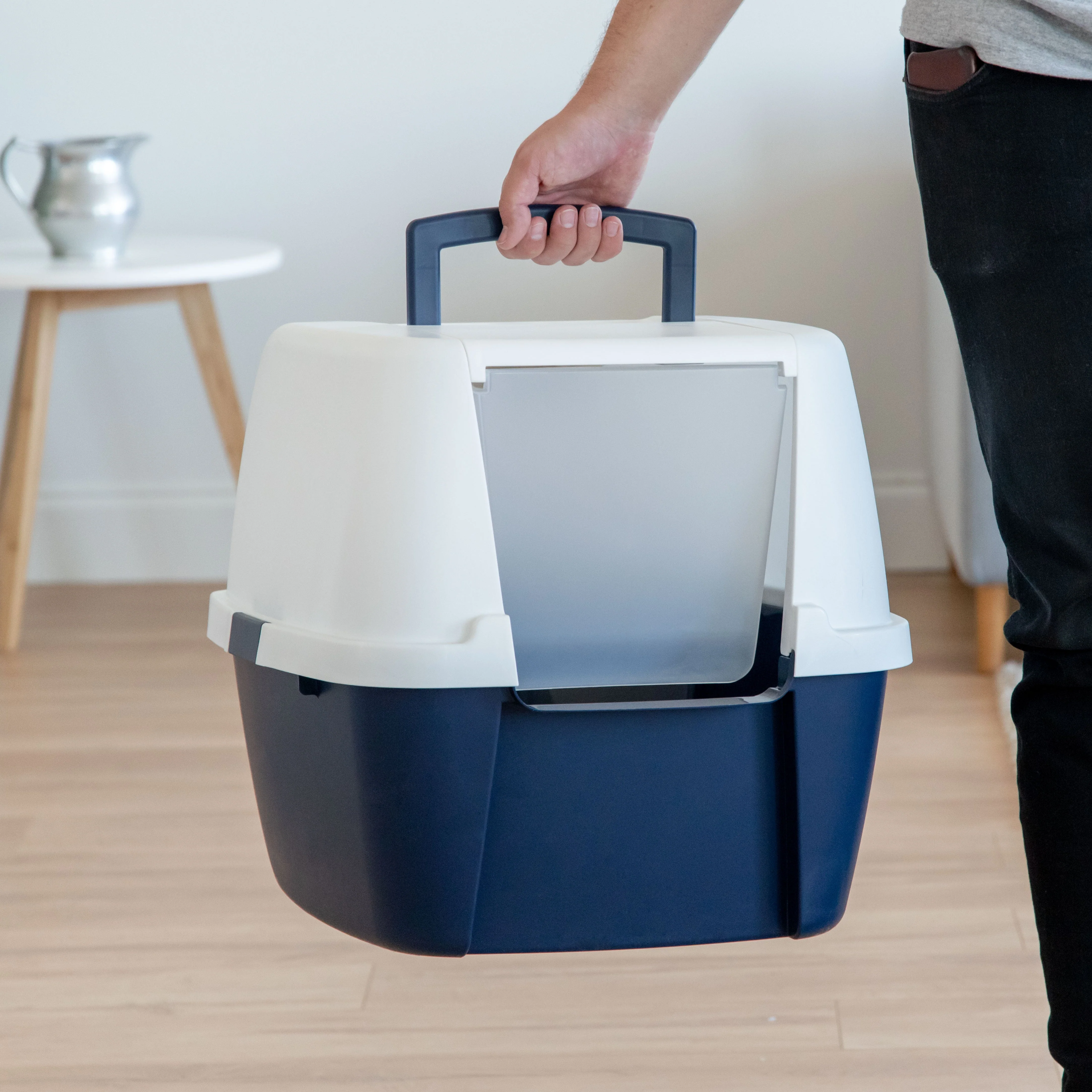 Jumbo Hooded Litter Box, Navy - Image 3