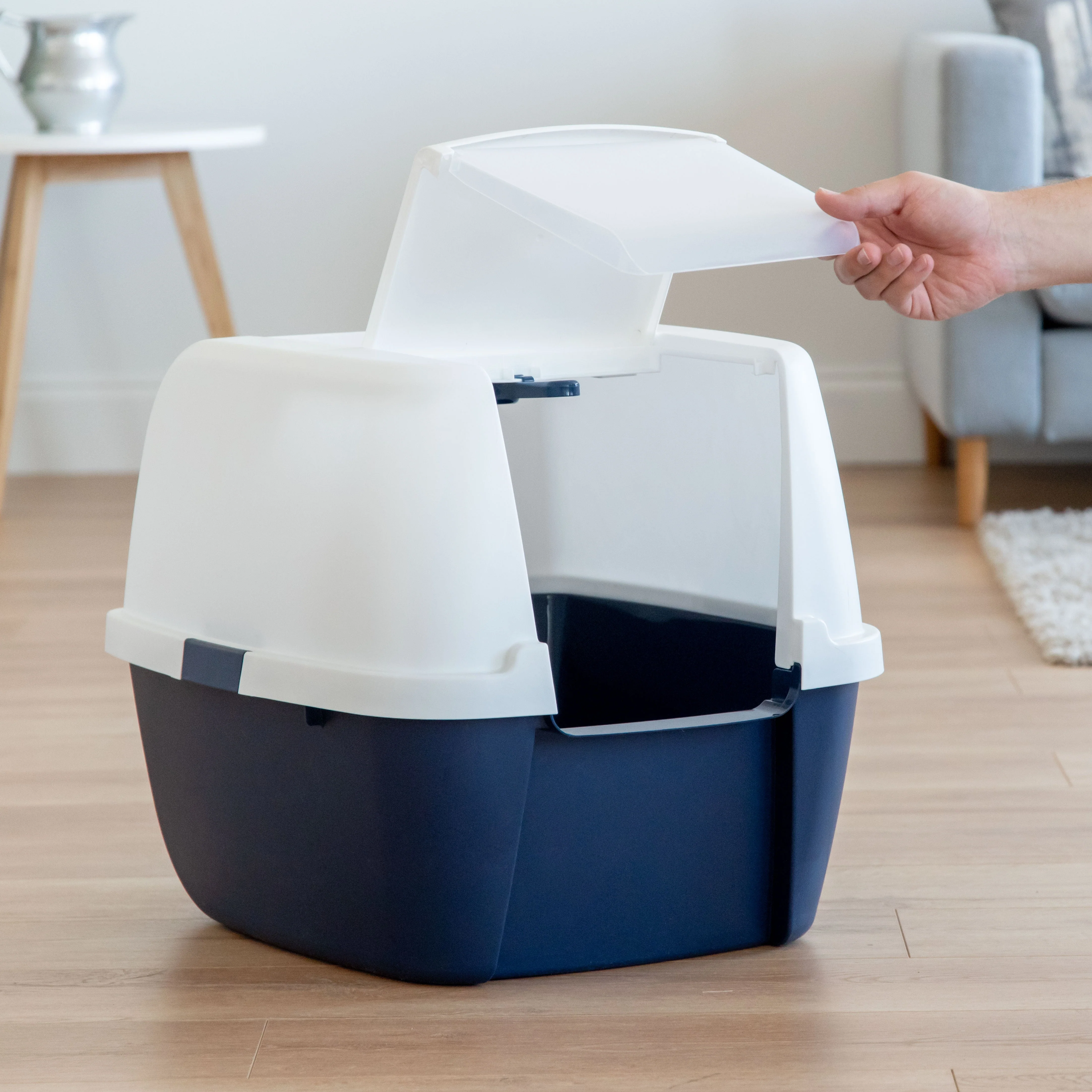 Jumbo Hooded Litter Box, Navy - Image 4