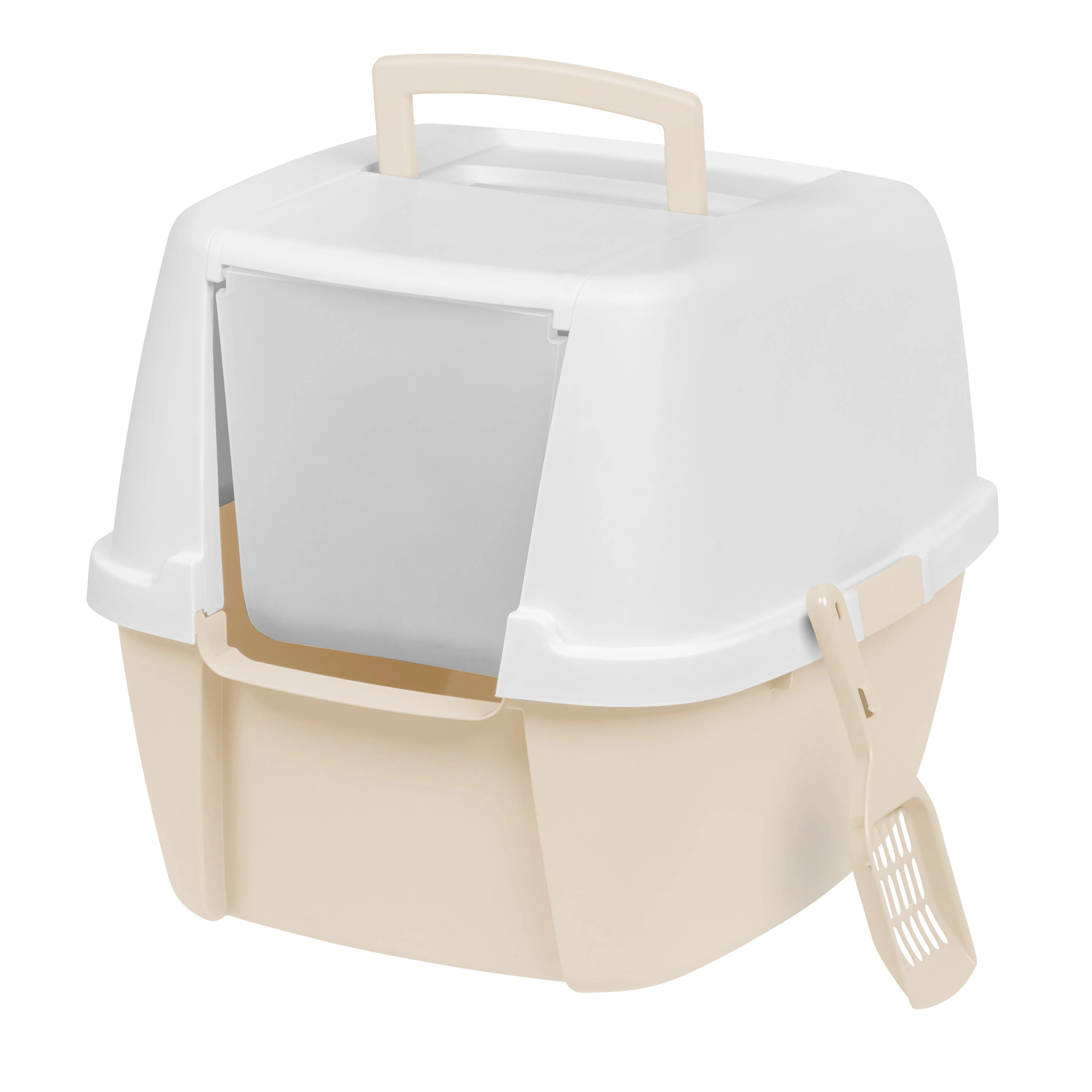 Jumbo Hooded Litter Box with Scoop, Off White
