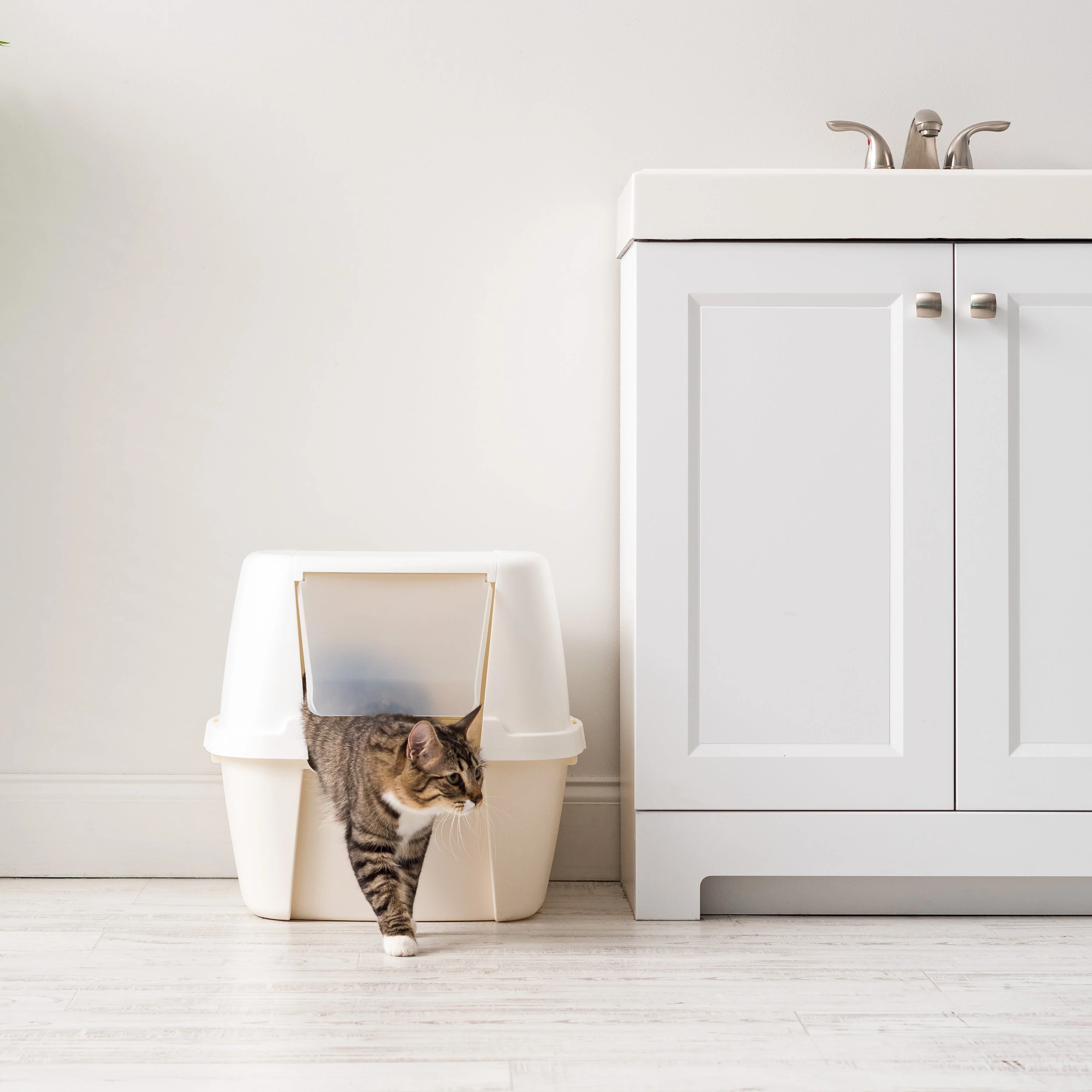 Jumbo Hooded Litter Box with Scoop, Off White - Image 2