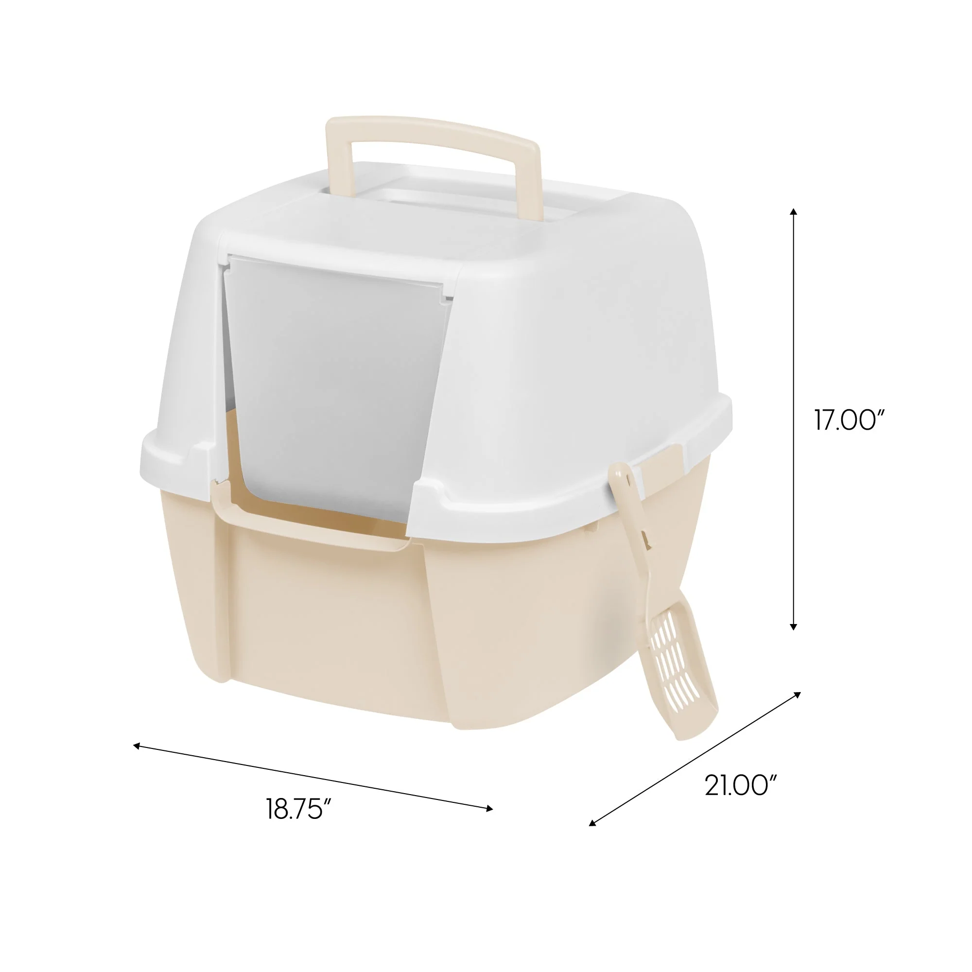Jumbo Hooded Litter Box with Scoop, Off White - Image 5