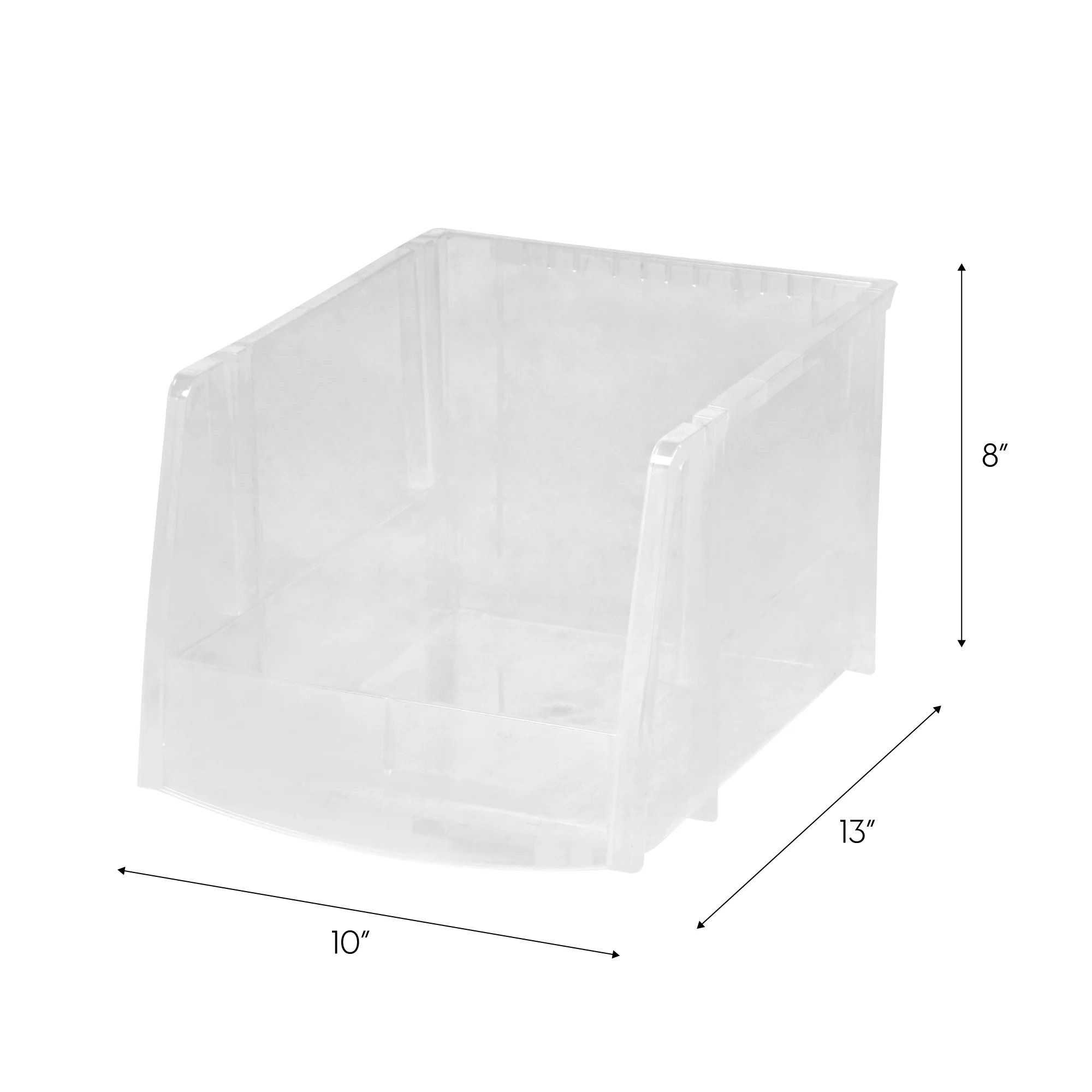 Jumbo Stackable Open Front Bin, 4 Pack, Clear - Image 2