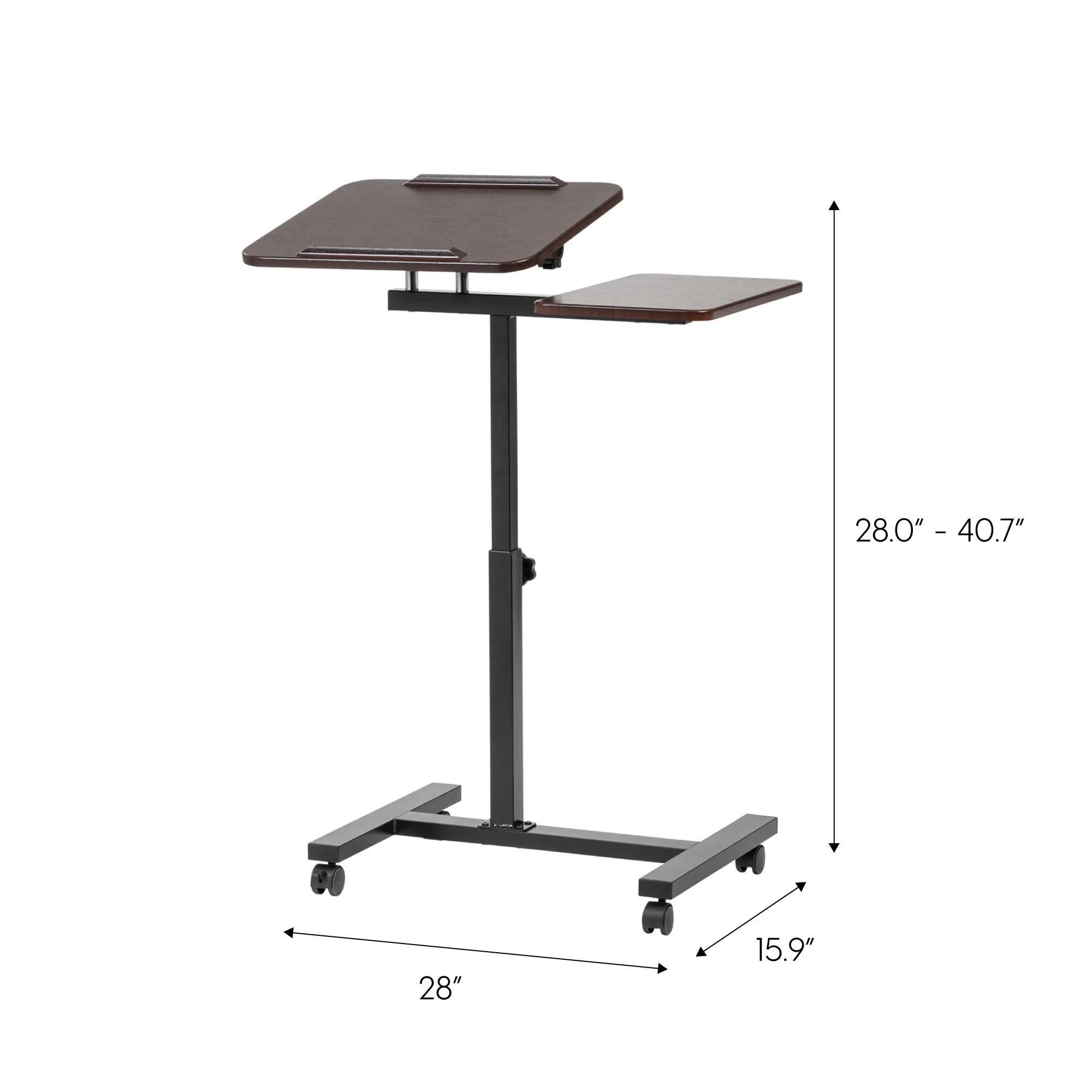 Laptop Cart Adjustable Height and Angle Table with Side Table, Brown - Image 11