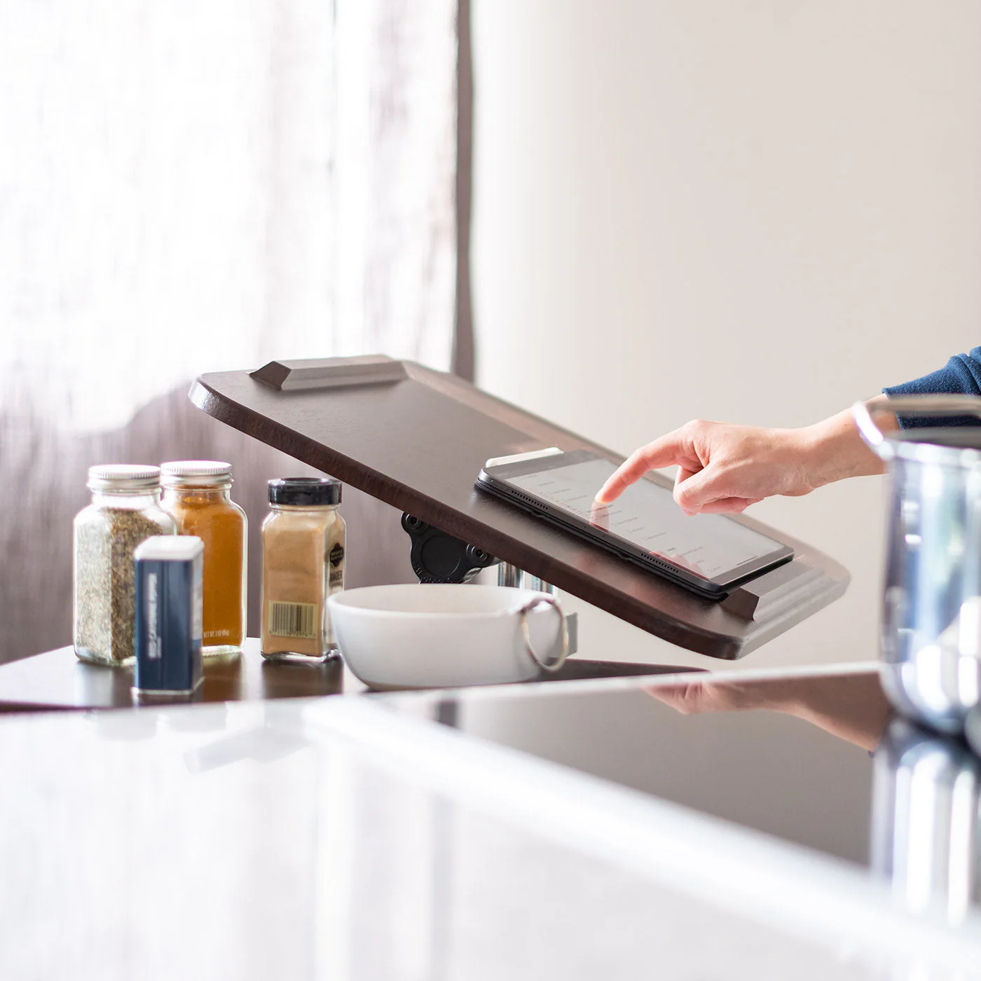 Laptop Cart Adjustable with Side - Brown - Image 9