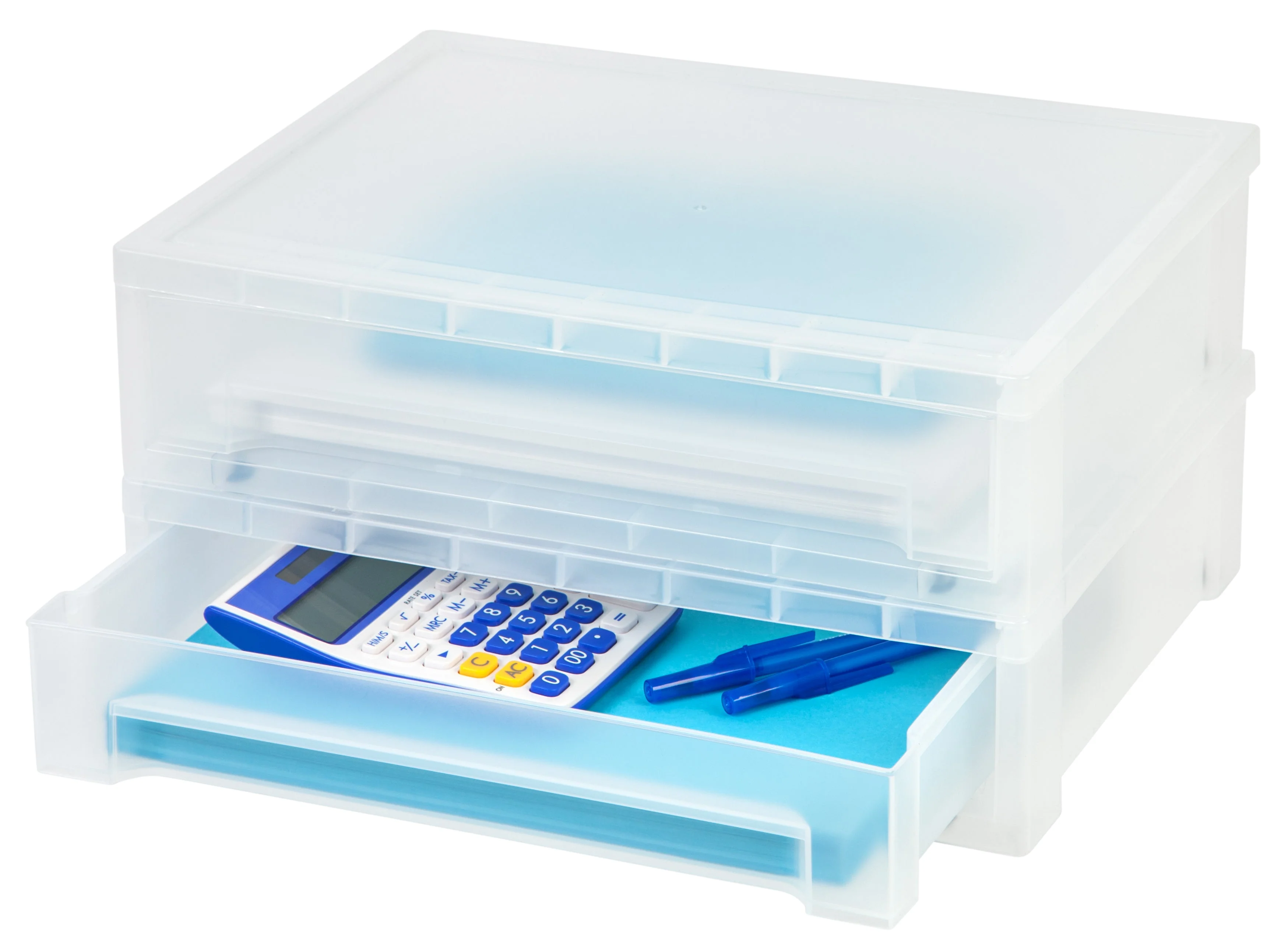 Large Desktop Stacking Drawer, 6 Pack, Clear - Image 2