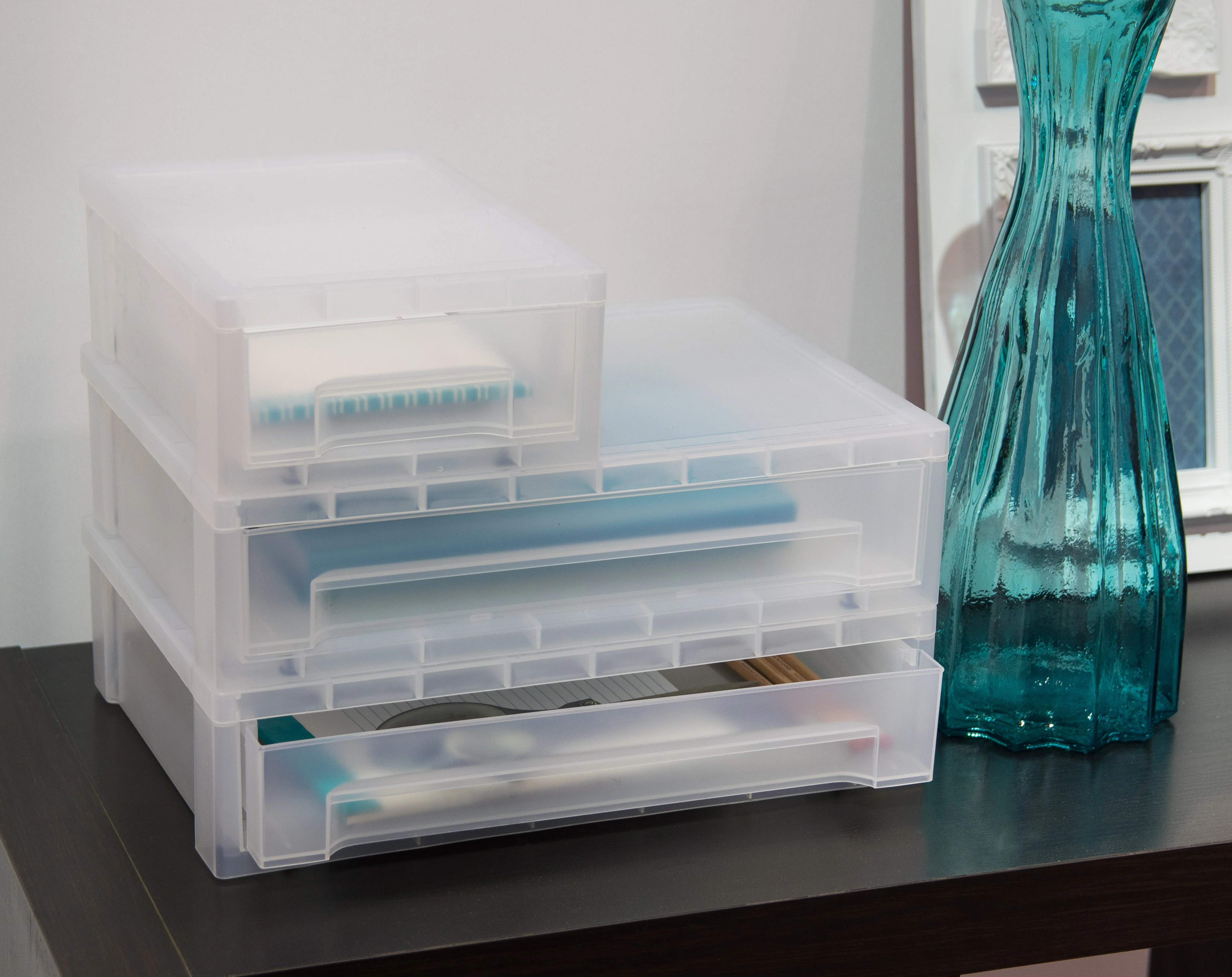 Large Desktop Stacking Drawer, 6 Pack, Clear - Image 8