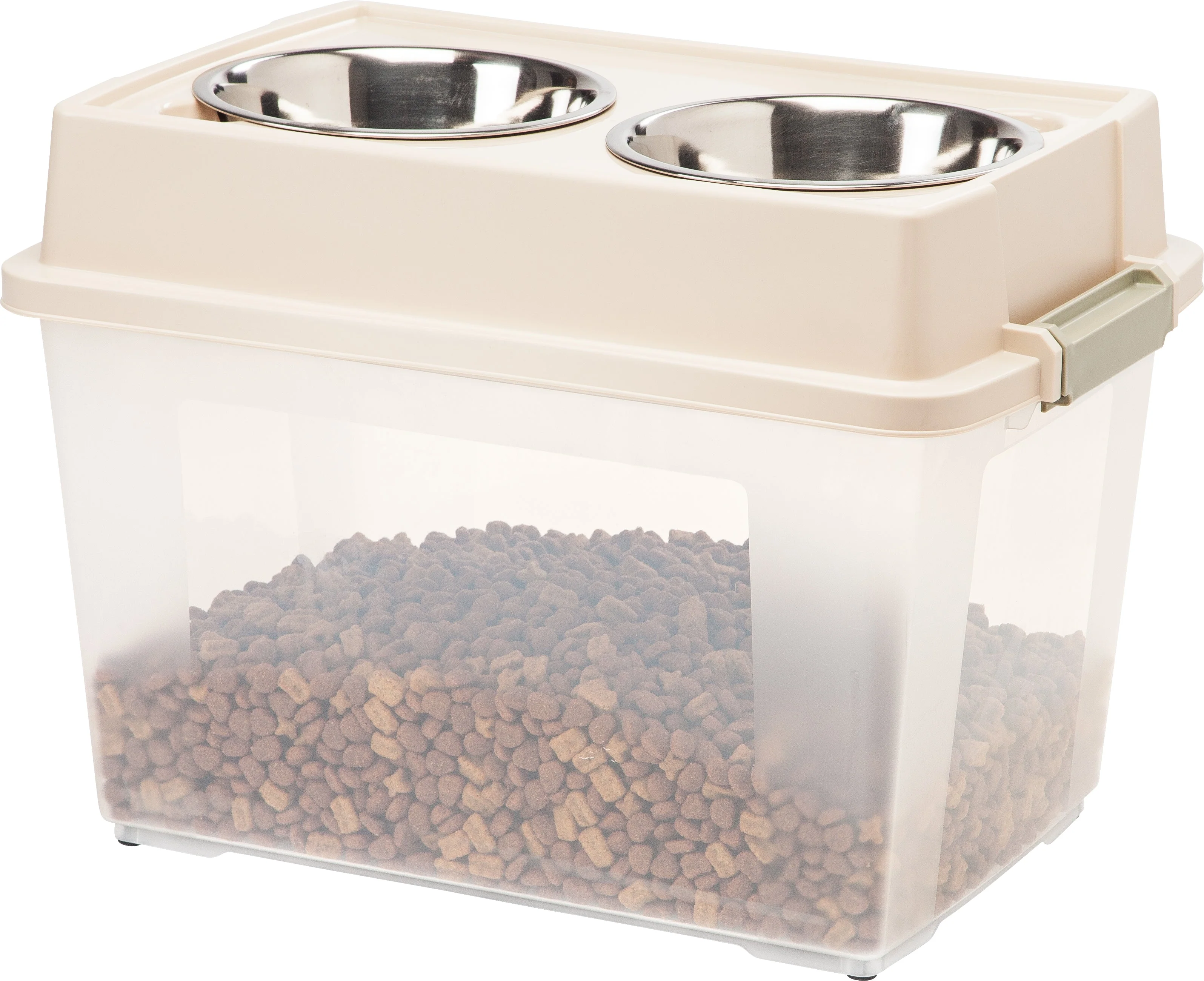 Large Elevated Feeder with Airtight Storage, Almond - Image 2