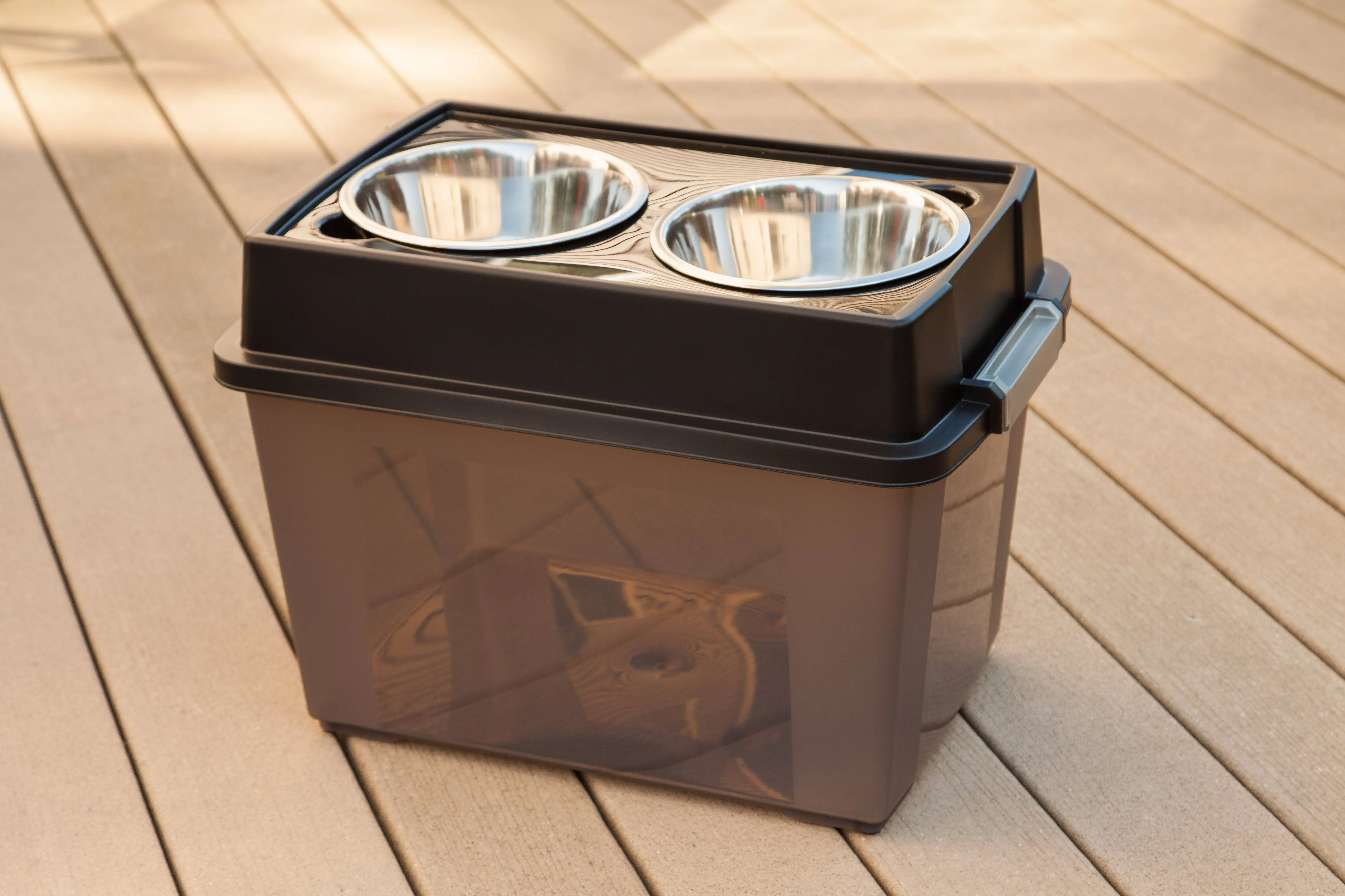 Large Elevated Feeder with Airtight Storage - Black - Image 2