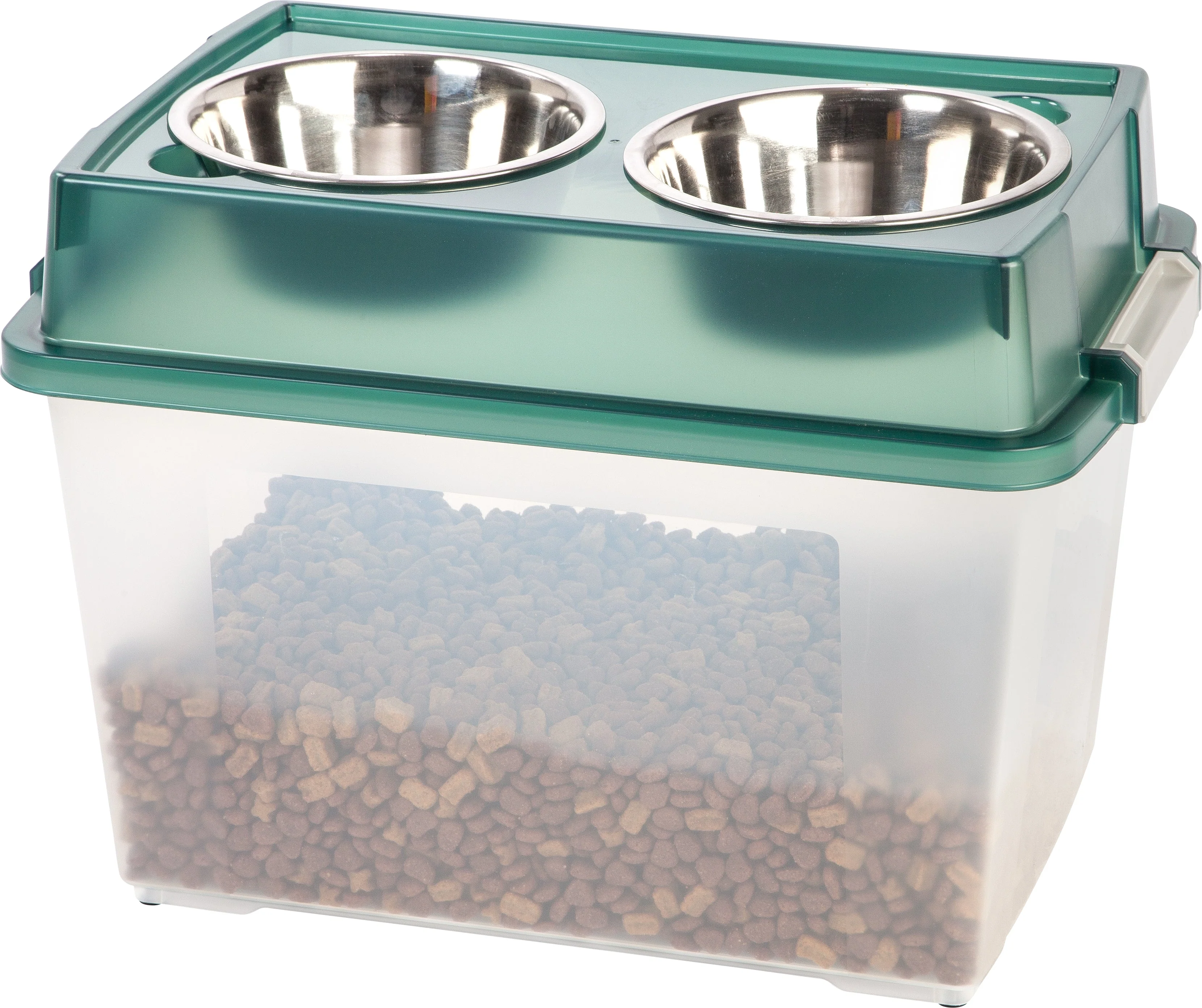 Large Elevated Feeder with Airtight Storage, Green - Image 2