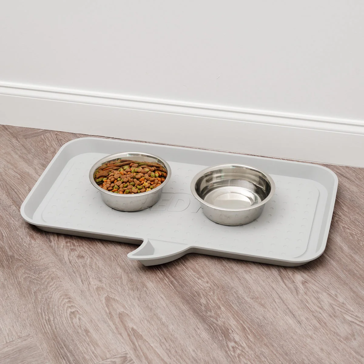 Large "FEED ME" Feeding Mat for Dog or Cat, Light Gray - Image 2