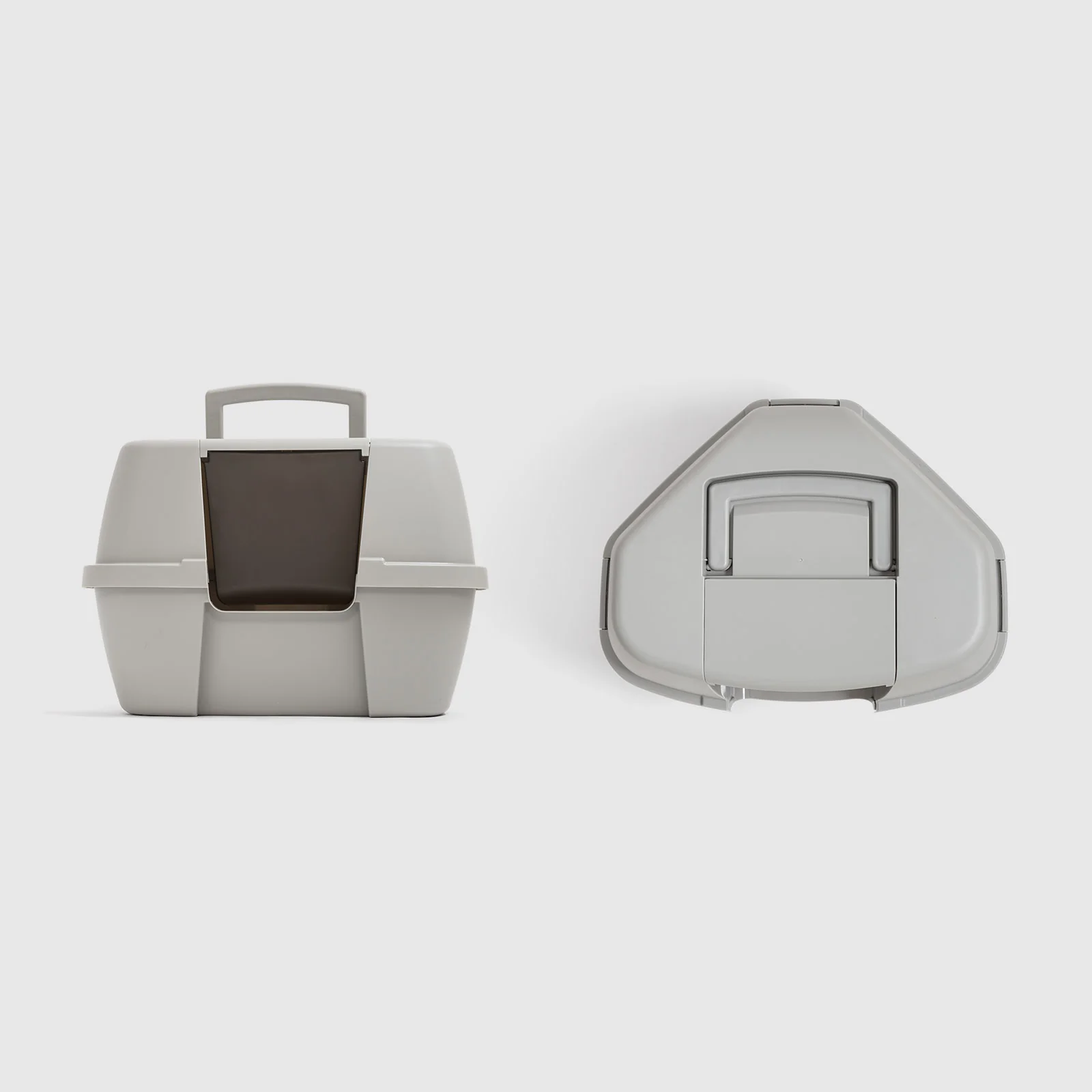 Large Hooded Corner Litter Box with Scoop, Gray - Image 16